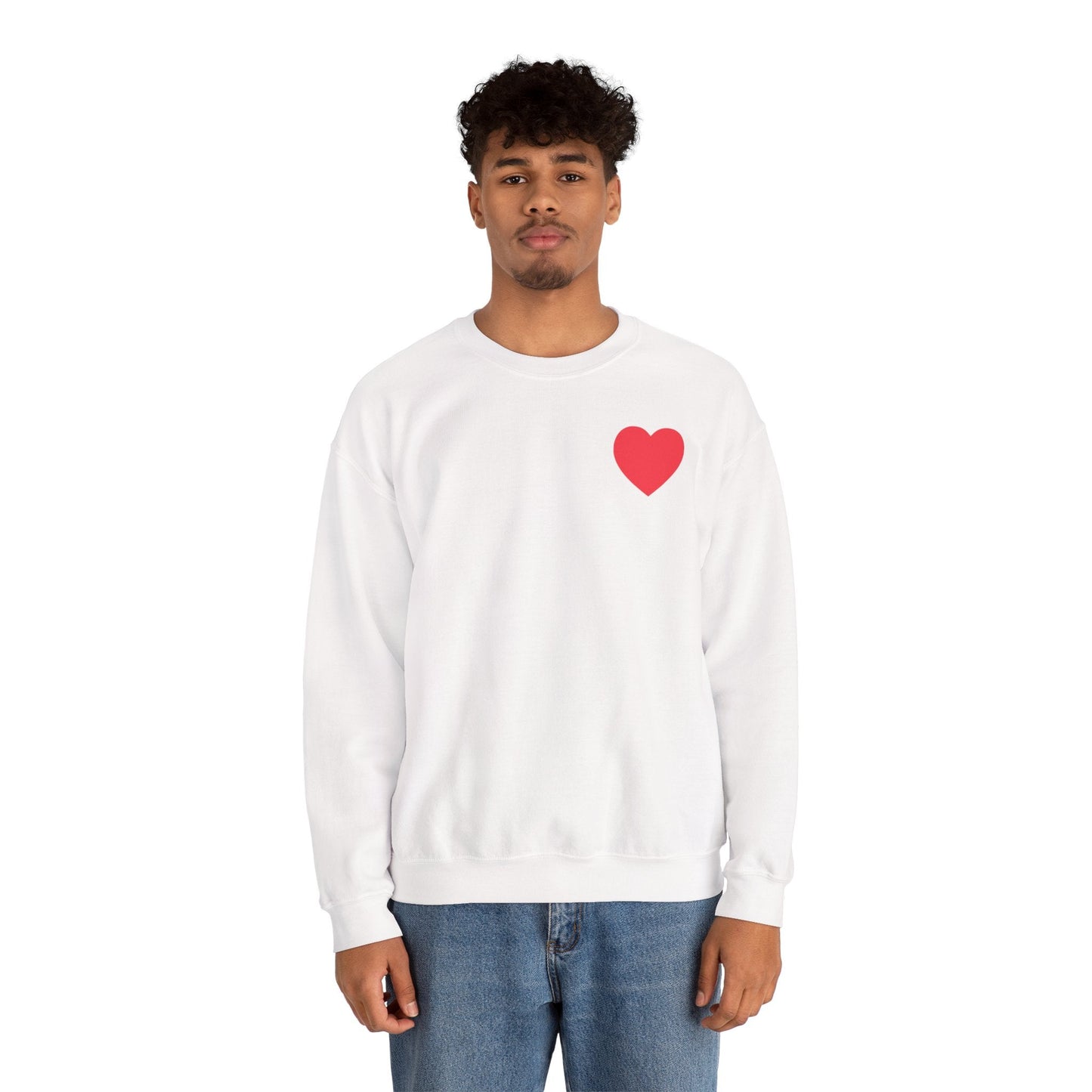 Small Red Heart Sweatshirt Unisex Love Design Gildan 18000 Heavy Blend Crewneck Valentines Day
