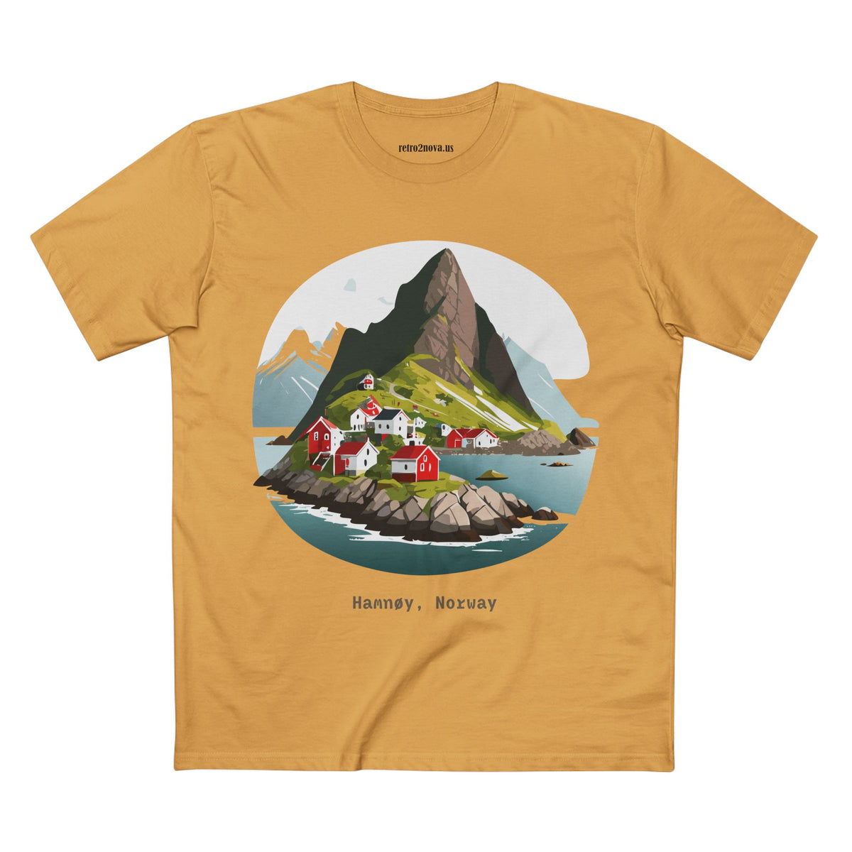 Hamnøy Norway Village Illustration Tee | Scenic Fjord Landscape T-Shirt
