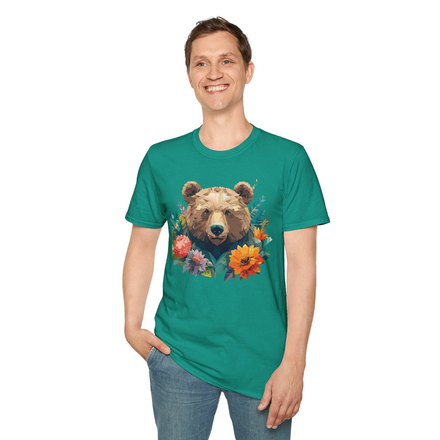 Bear T Shirt Unisex Softstyle Tee 100 Percent Ring Spun Cotton Gildan 64000 Comfortable