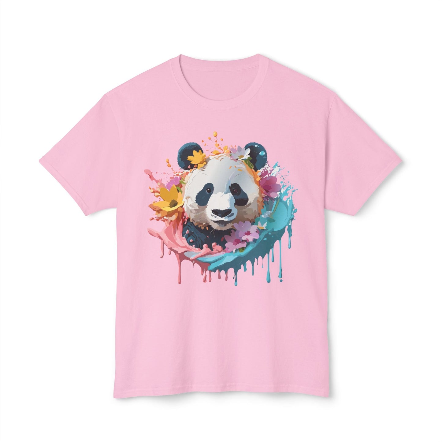 Unisex Panda T Shirt With Art Print Vintage Panda Floral Tees Panda Art Design Shirt USA Made