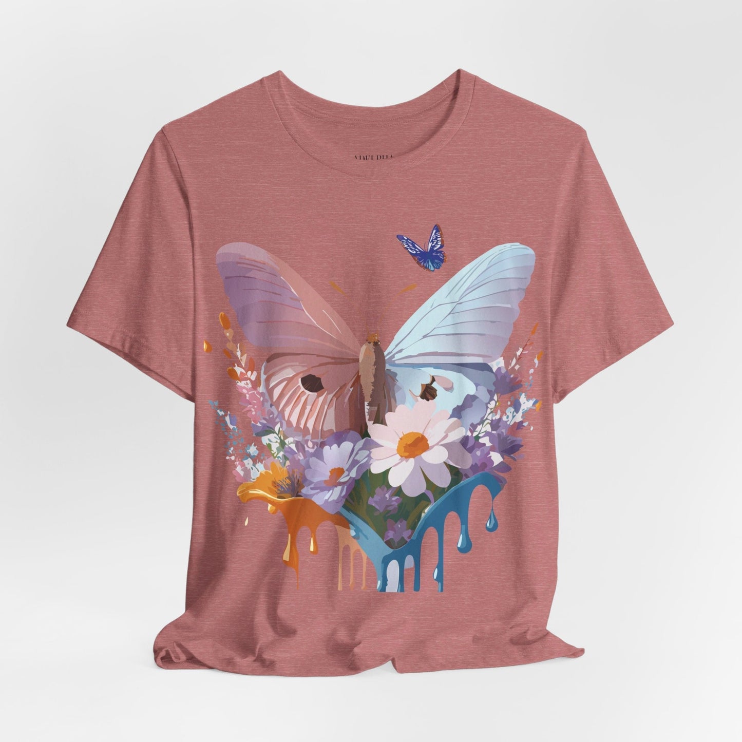 Butterfly Graphic Unisex 100 Cotton Lightweight Vintage Floral Design Jersey Tee 69