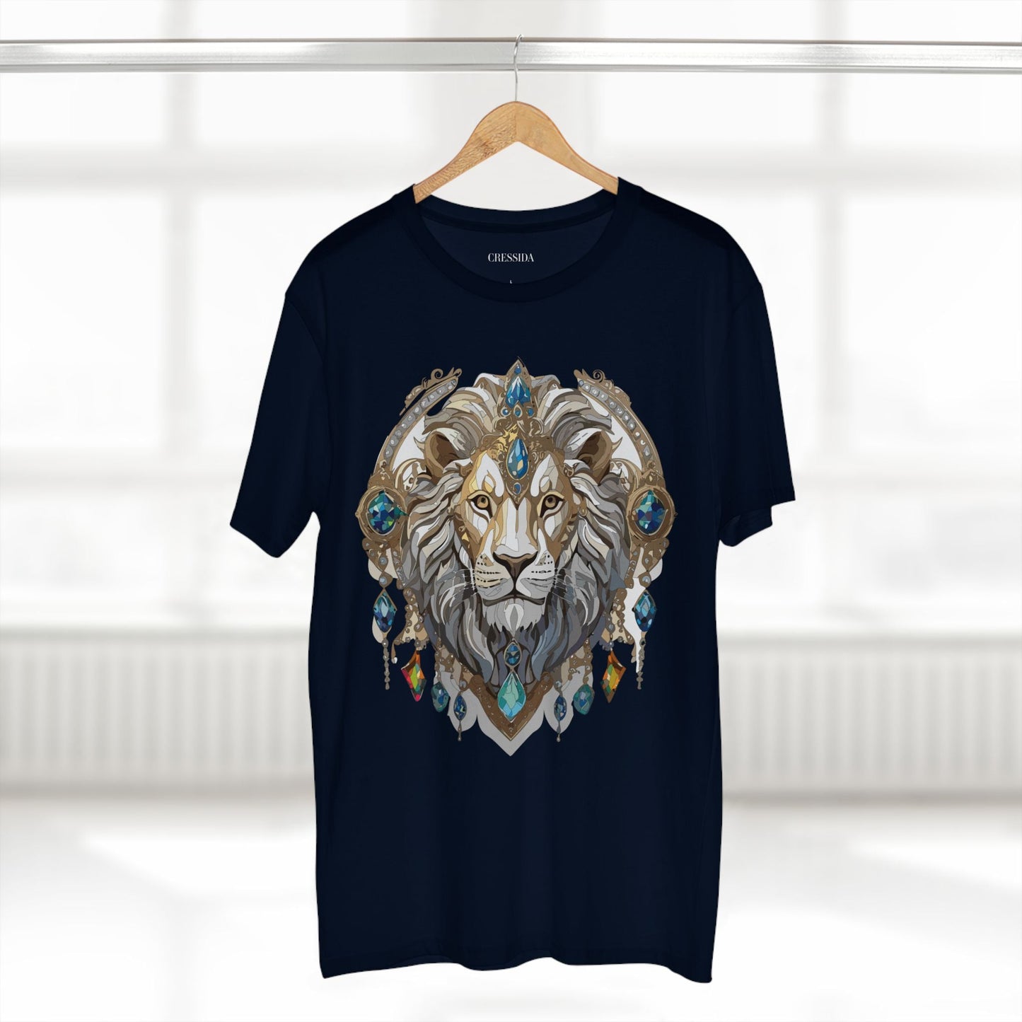 Lion Graphic Unisex 100 Cotton Tee With Unique Animal Golden Medallion Art Design 58