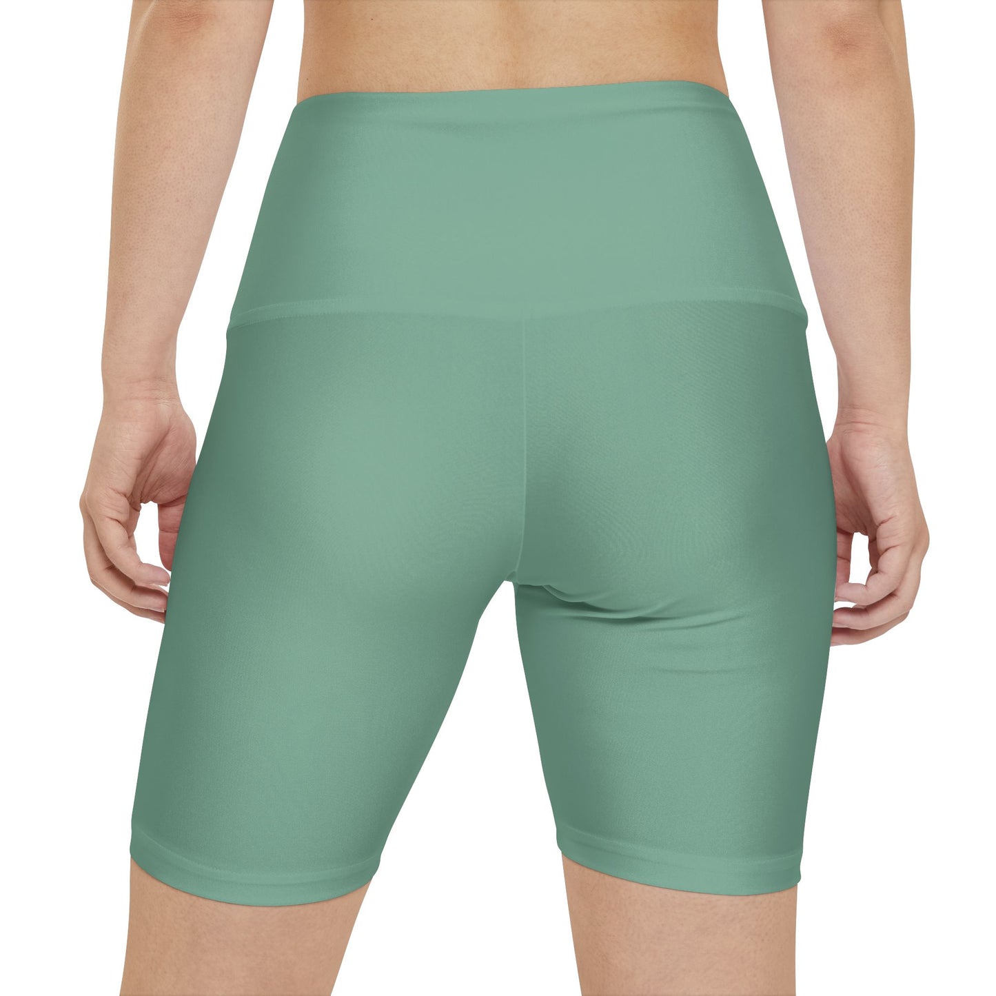 Muted Teal Women's Workout Shorts — High-Waist Performance Biker Shorts (Seafoam)