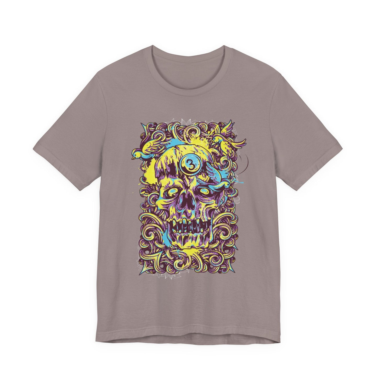 Colorful Skull Illustration Graphic Unisex Cotton T-Shirt r41