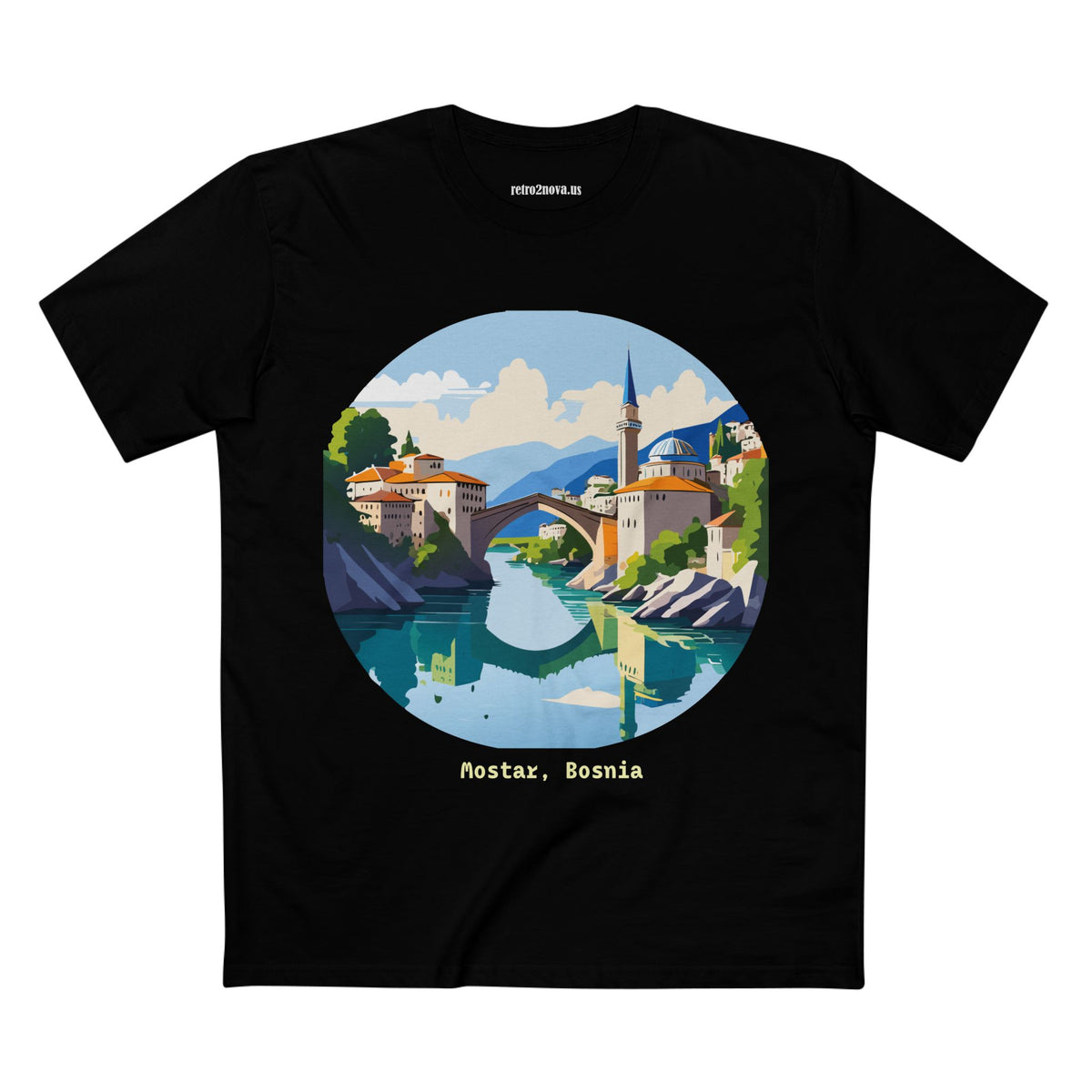 Mostar Bosnia illustration tee | Stari Most bridge t-shirt