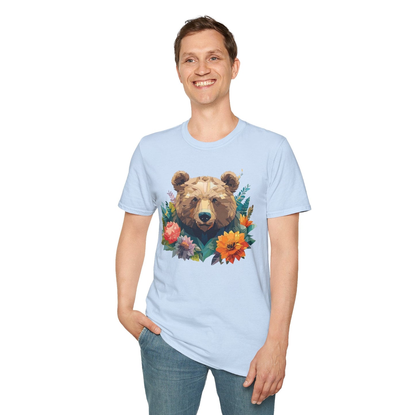 Bear T Shirt Unisex Softstyle Tee 100 Percent Ring Spun Cotton Gildan 64000 Comfortable