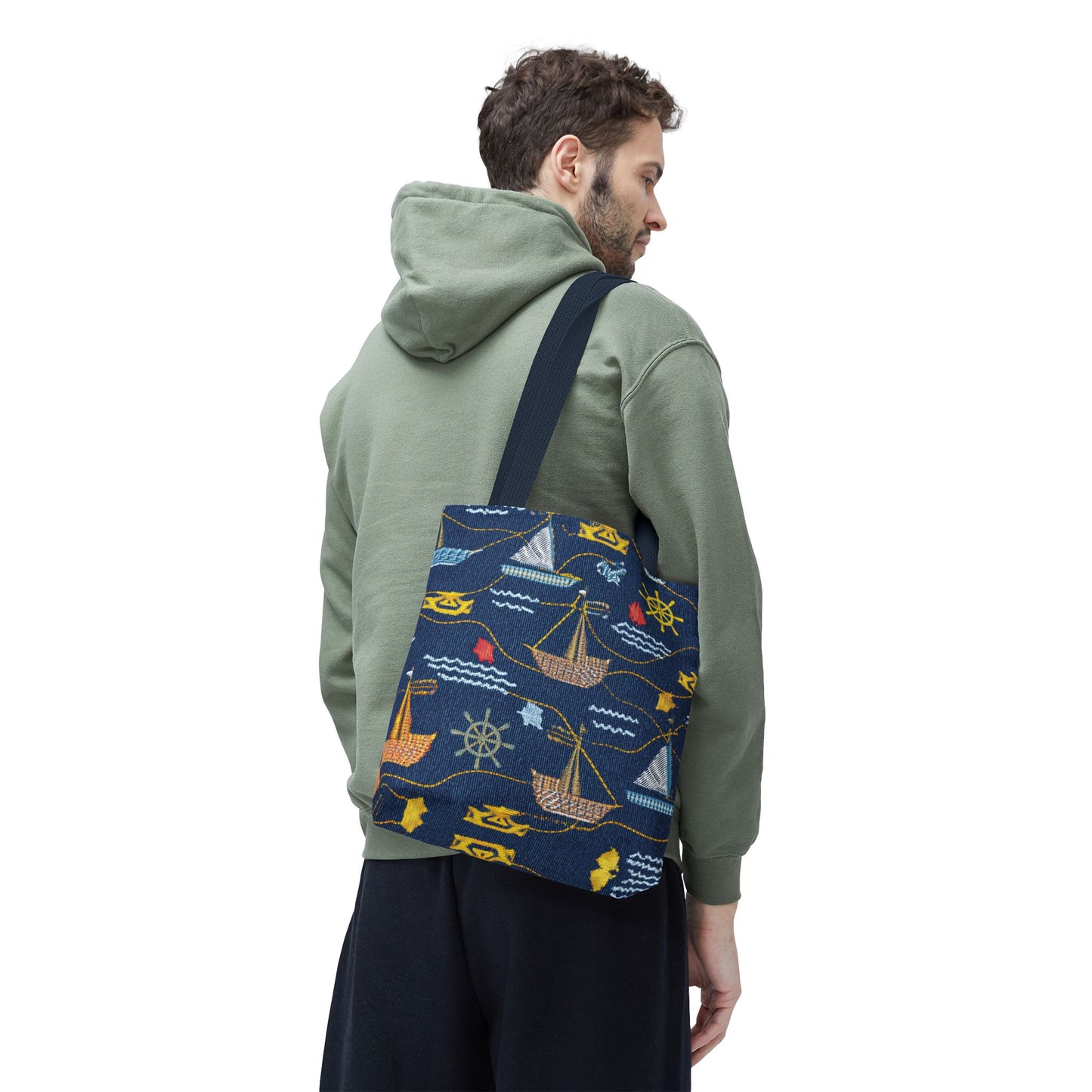 Denim Fabric Imitation Print Unisex Canvas Bag Poly Spun 3 Sizes Tote Bag 182-13