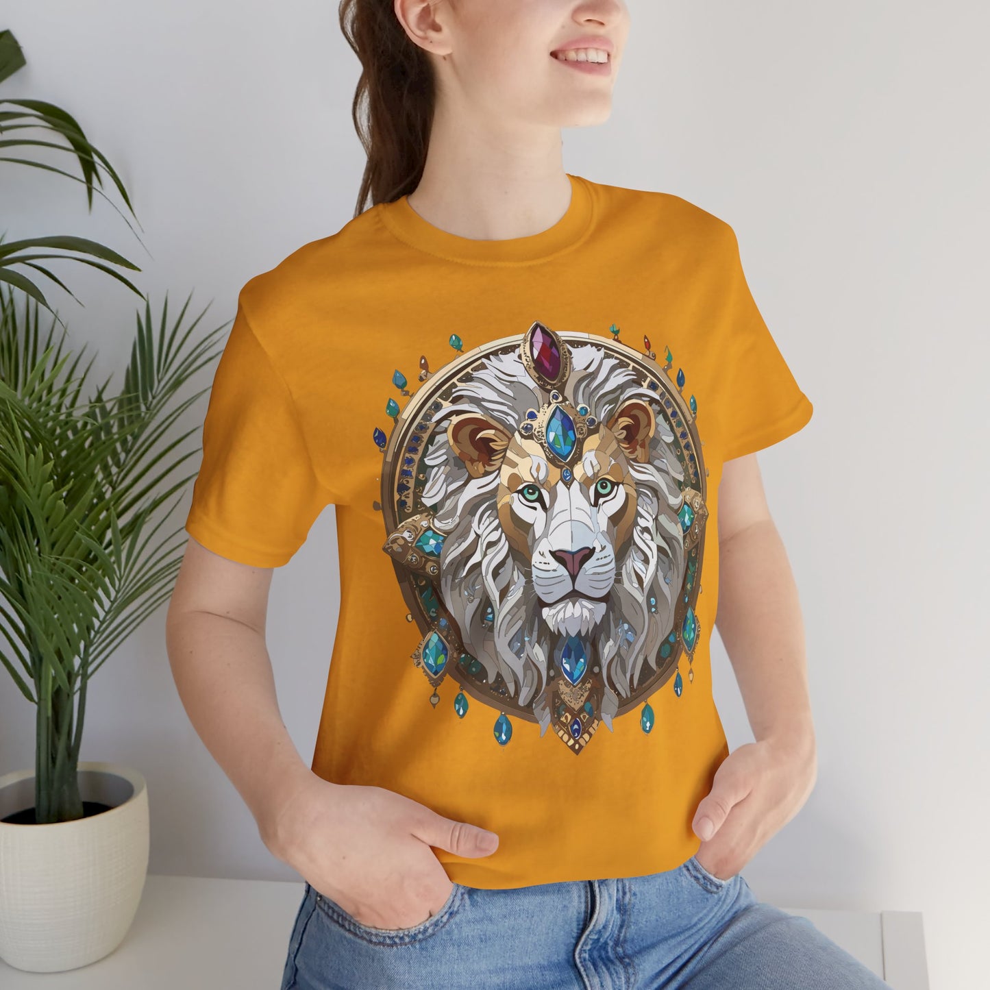 Unisex Lion Graphic Tee, Animal Shirt, Tee Shirt with Lion, Medallion T-Shirt, Animal Medallion Tees