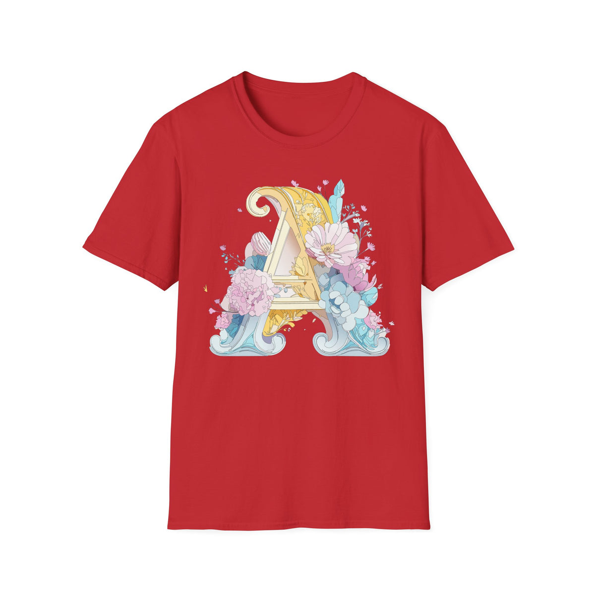 Floral Letter A T-Shirt | Decorative Monogram Initial Tee