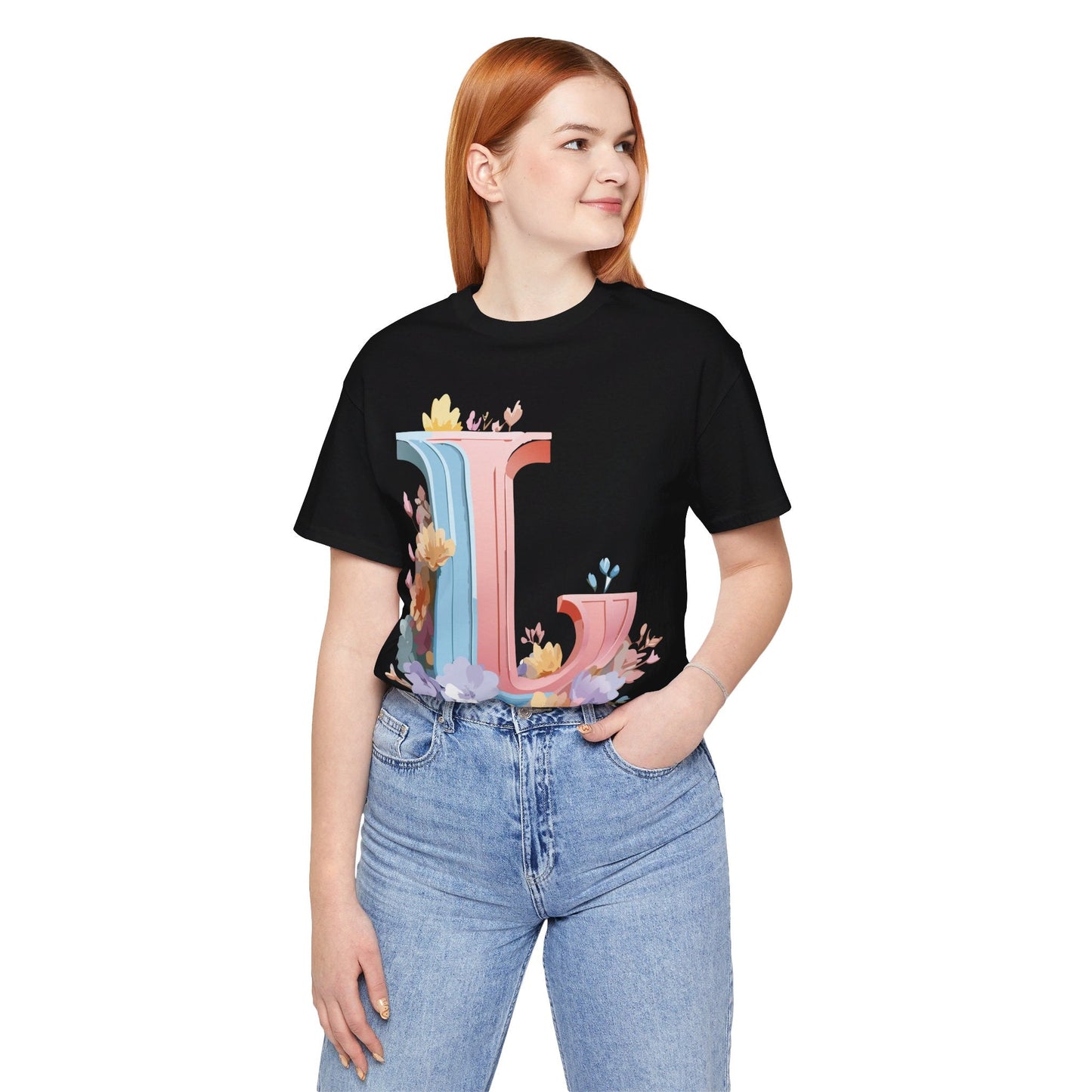 Letter L Shirt Graphic T Shirt Unisex Short Sleeve Vintage Inspired Artwork By Adelpha
