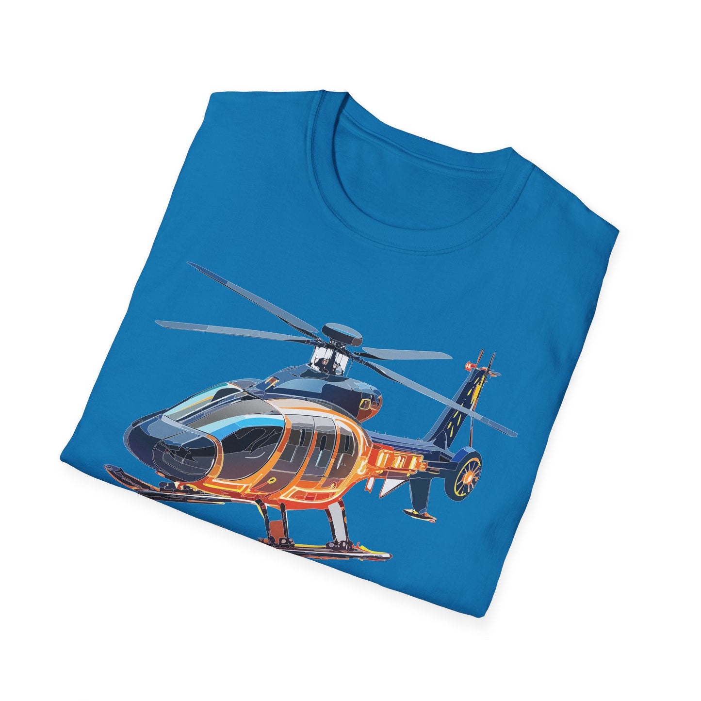 Unisex Helicopter Graphic T Shirt Softstyle 64000 Short Sleeve Chopper Tee For Everyday Comfort
