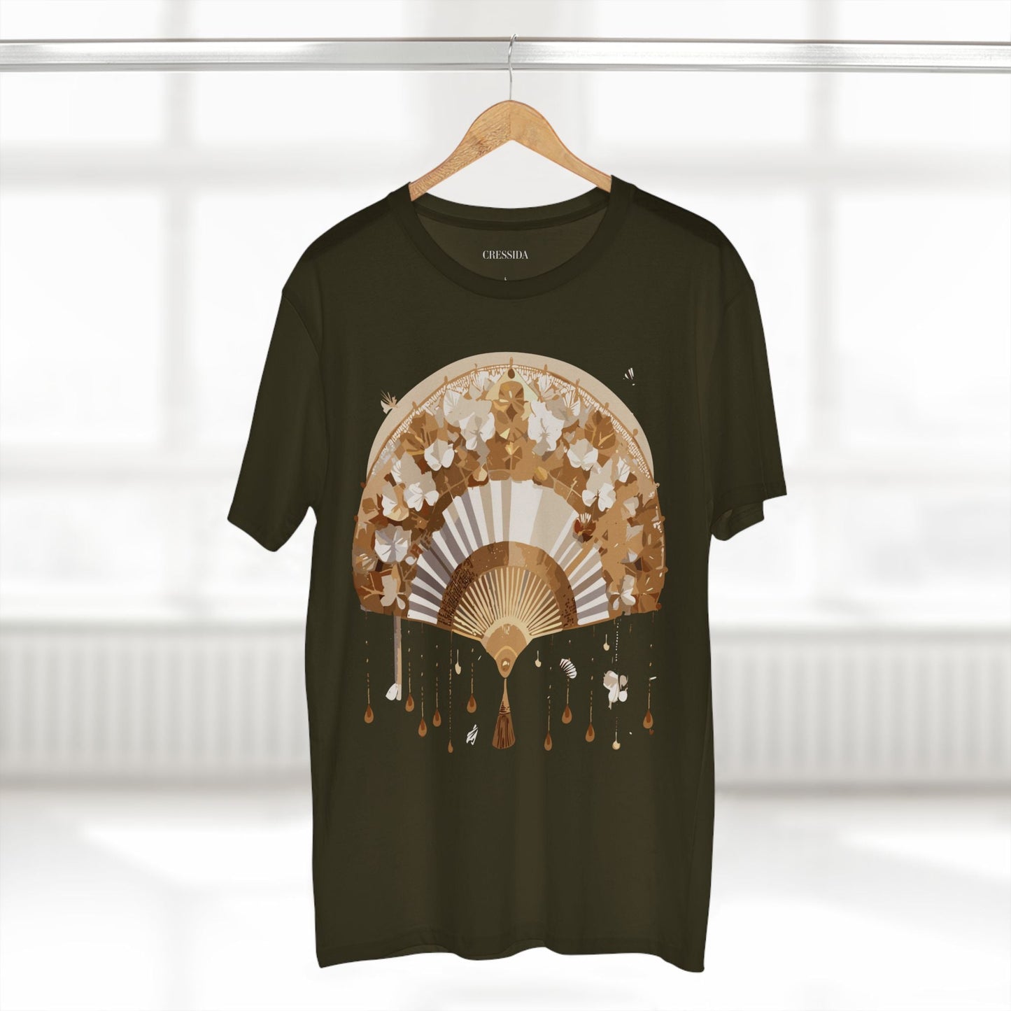 Antique Fan Graphic Design T-Shirt Unisex 100 Cotton Floral Carnival Artwork Tee 17