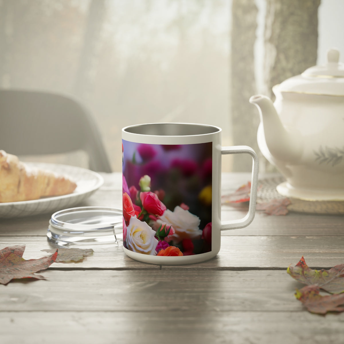 24 Art Design Insulated Coffee Mug Clear Lid 10oz Insulated Coffee Mug 10oz