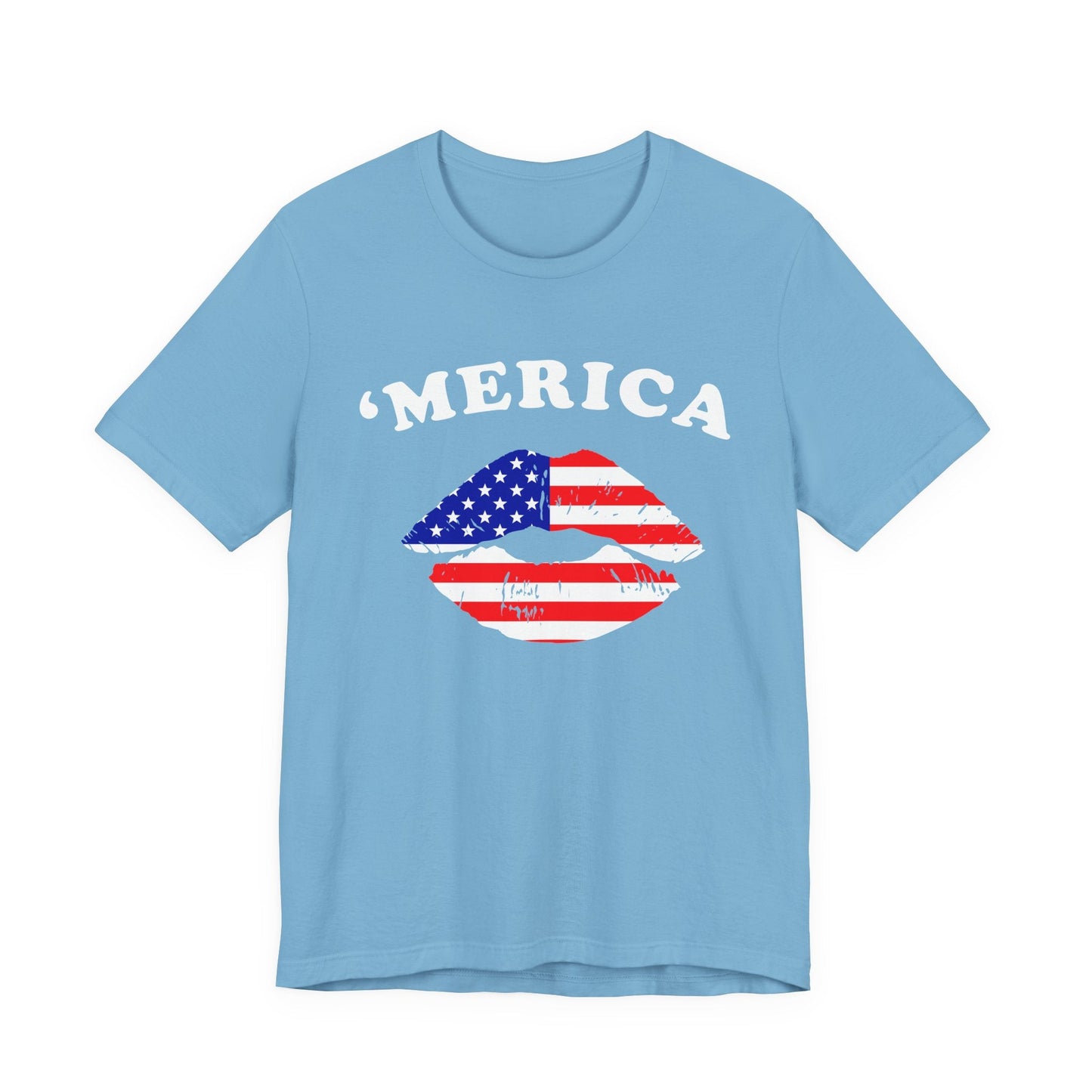American Flag Lip Graphic Unisex Cotton T-Shirt a9