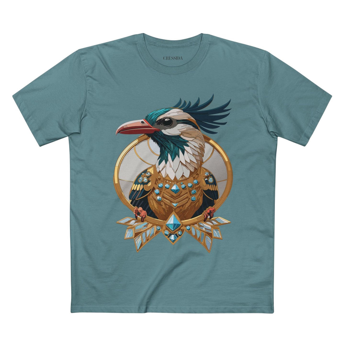 Bird Graphic Unisex 100 Cotton Tee With Unique Animal Golden Medallion Art Design 19
