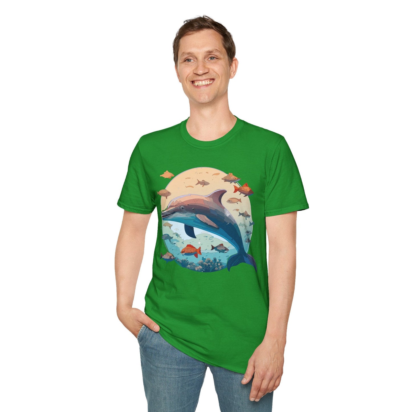 Dolphin Shirt Unisex Softstyle T Shirt 64000 100 Percent Ring Spun Cotton Tee For Everyday Comfort