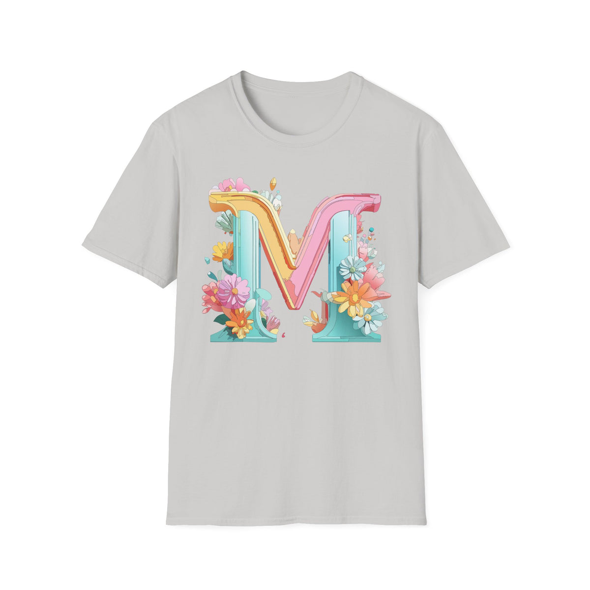 Floral Pastel Letter M T-Shirt | Monogram Initial Tee