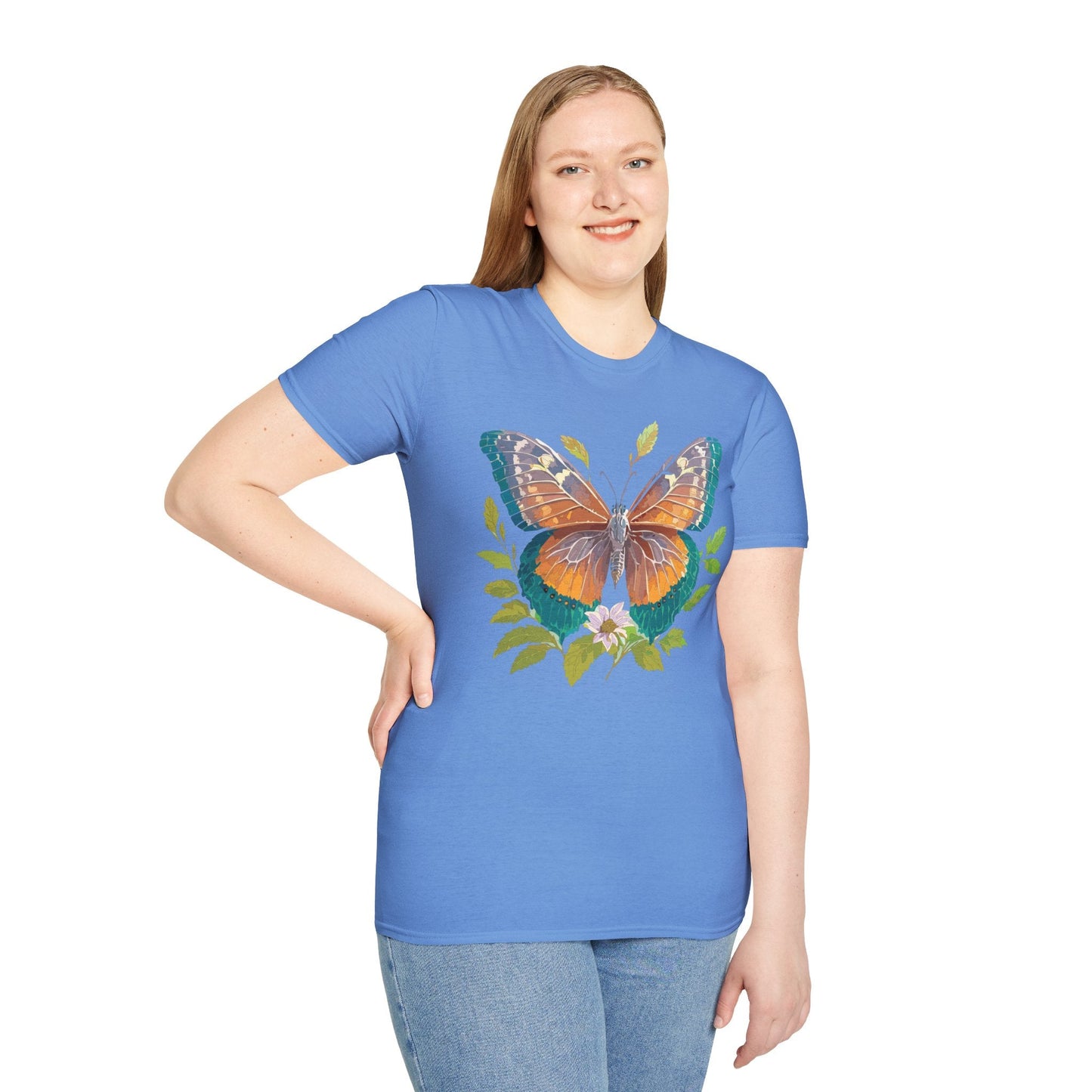 Unisex Butterfly Shirt With Monarch Design Cotton Tee Gildan 64000 Softstyle Comfort