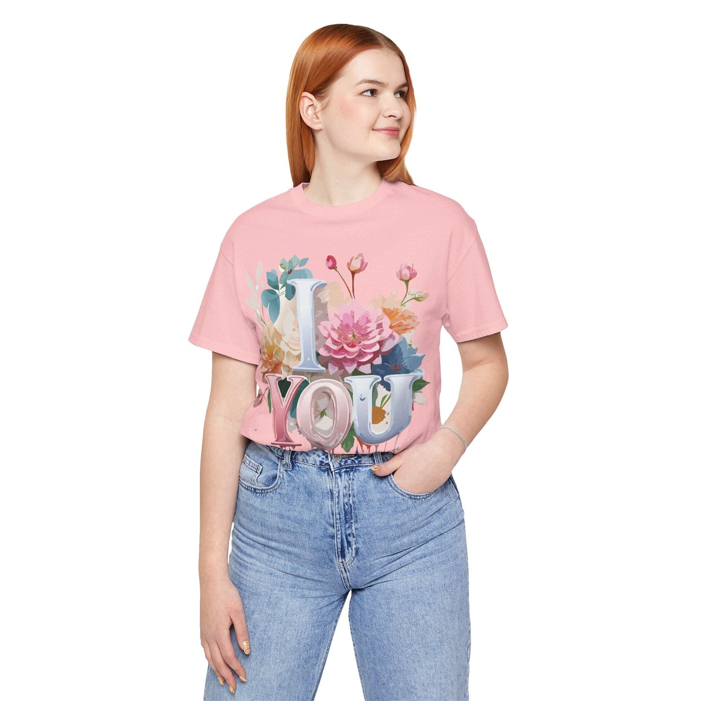 Valentine Day Graphic Unisex 100 Cotton Vintage Artwork with Love and Flower Design Tee 8