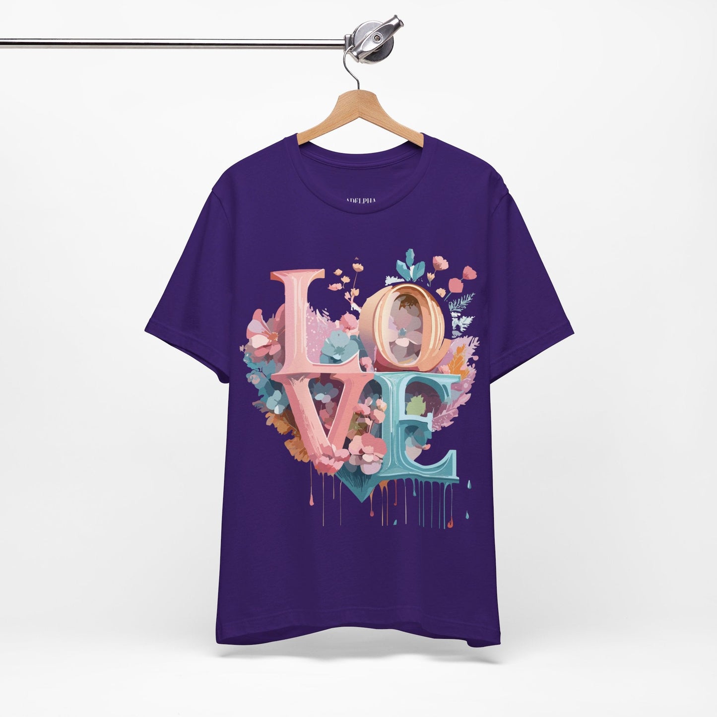 Valentine Day Graphic Unisex 100 Cotton Vintage Artwork with Love and Flower Design Tee 52