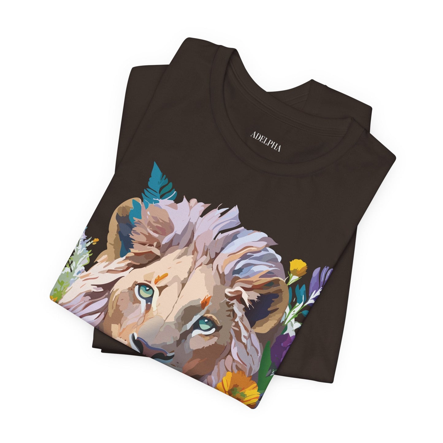 Lion Graphic Tee Unisex Short Sleeve Shirt With Vintage Inspired Artwork By Adelpha