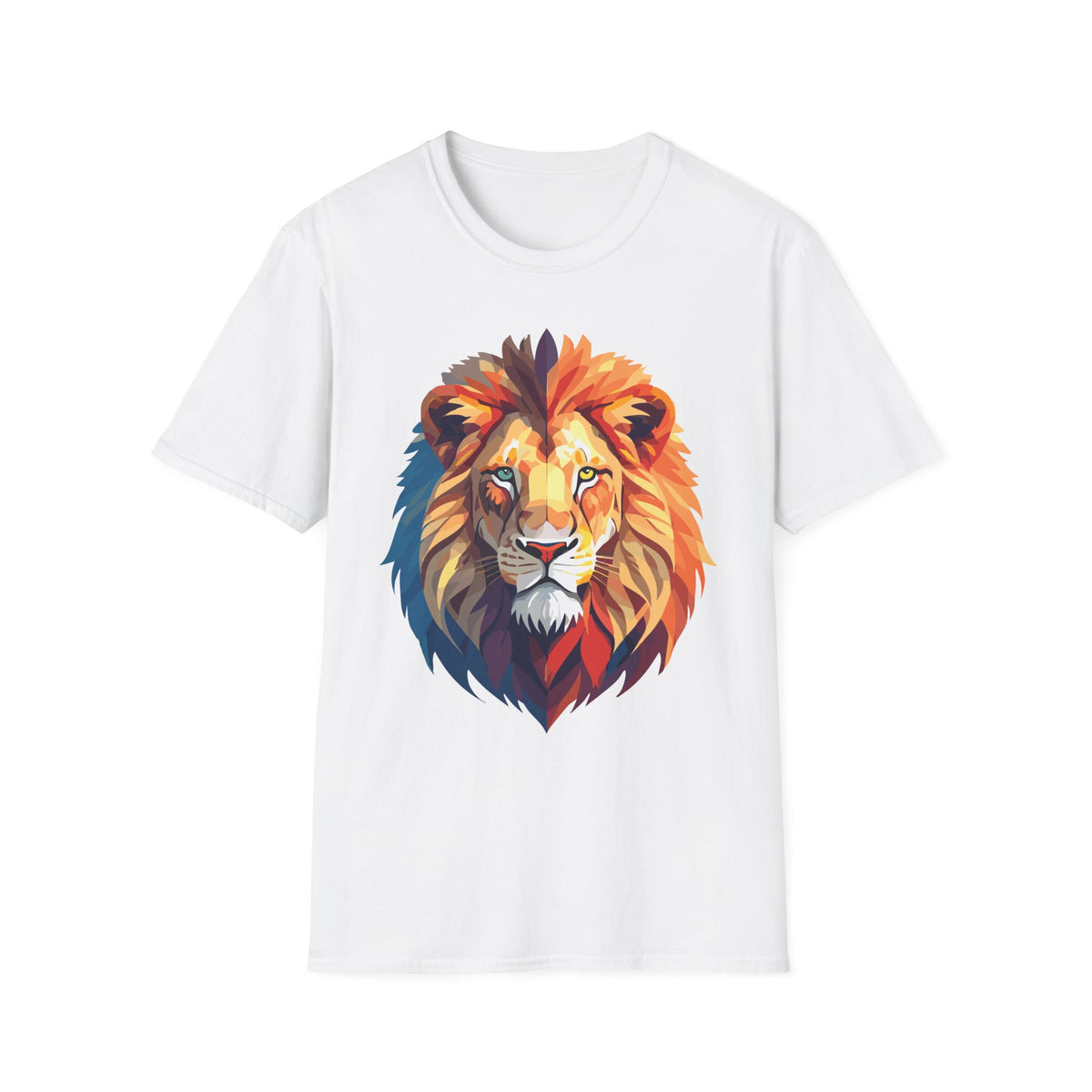 Colorful Lion Head T-Shirt | Vibrant Animal Portrait, Wildlife Tee