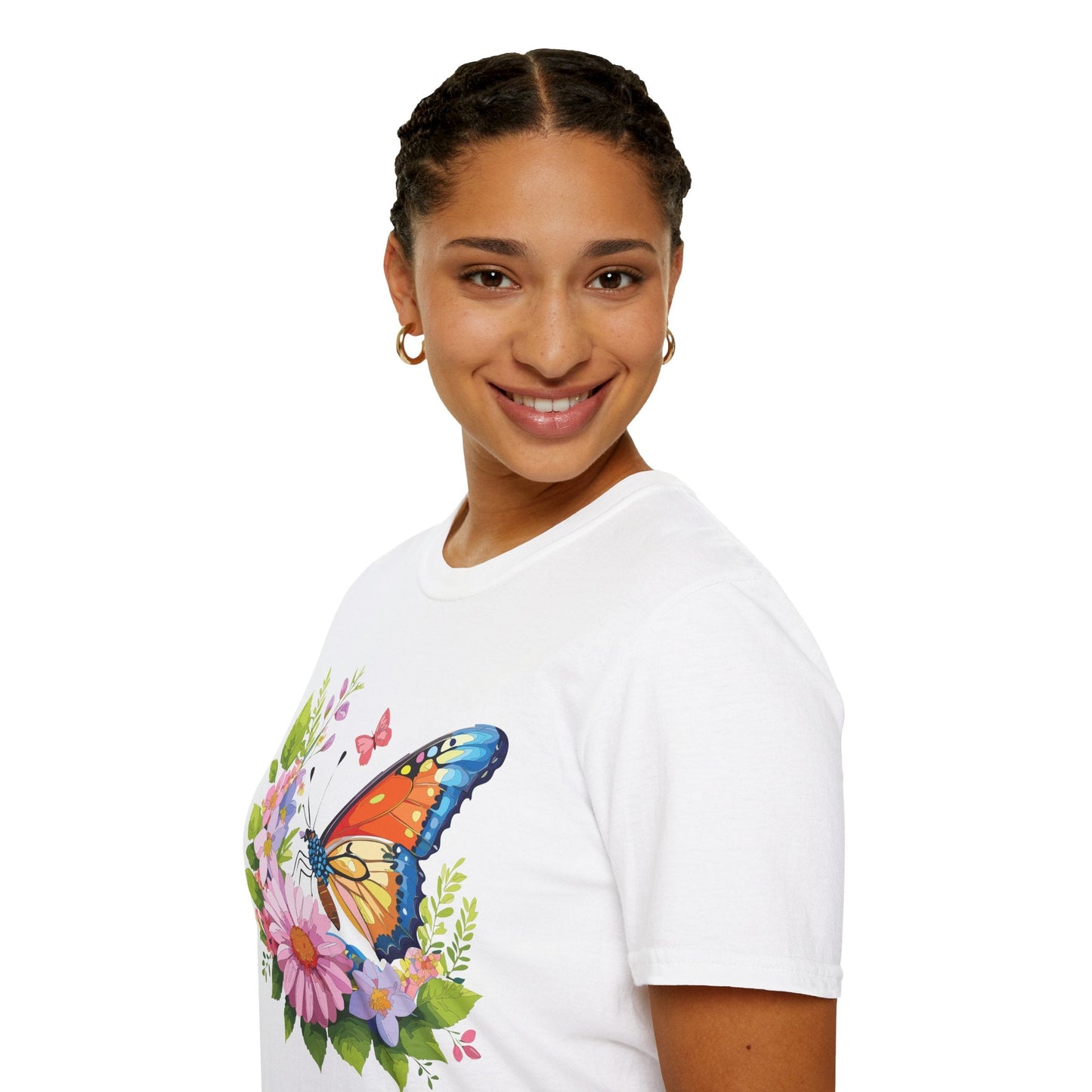 Butterfly T Shirt Unisex Short Sleeve Gildan Softstyle 64000 Monarch Butterfly Design Graphic