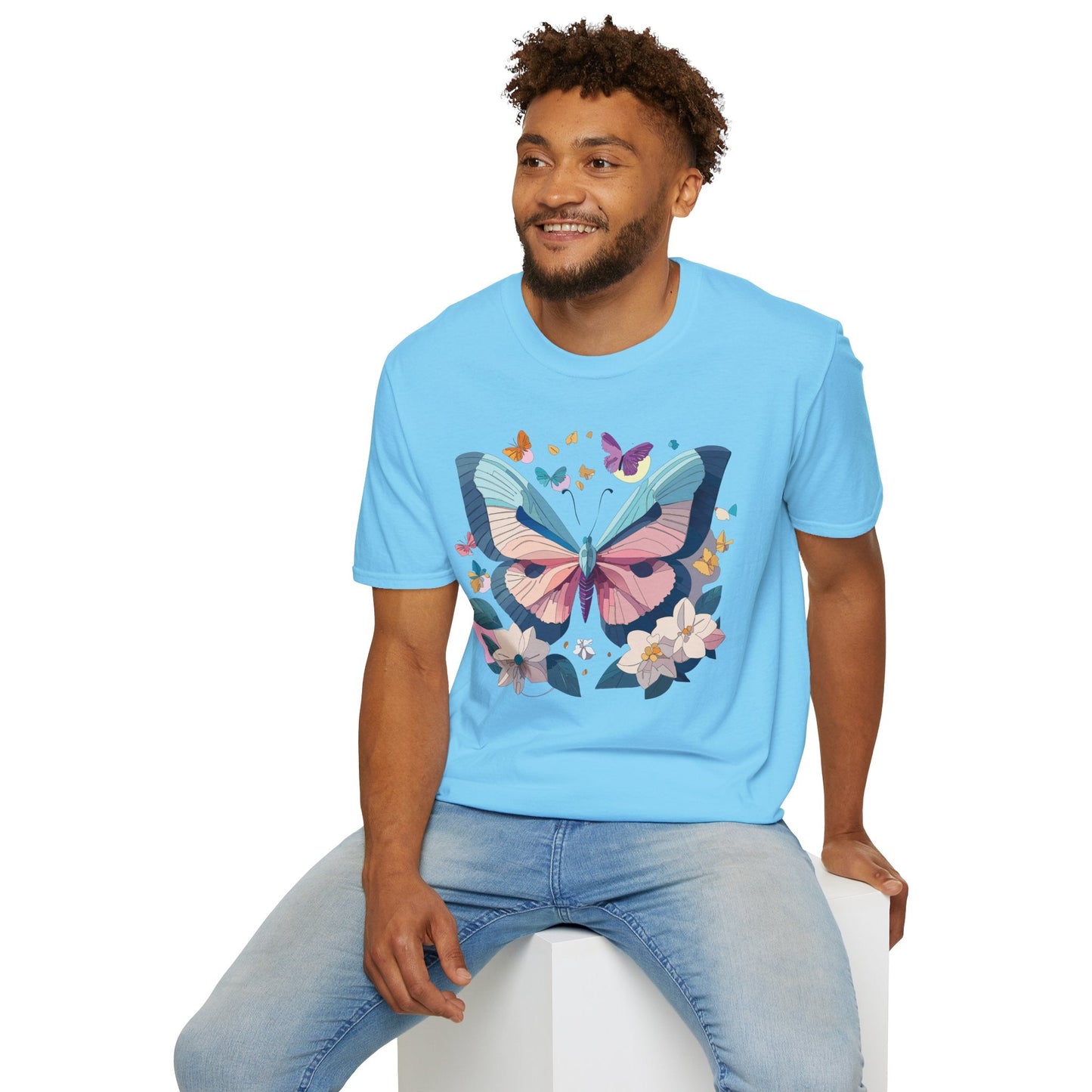 Butterfly Shirt Unisex T Shirt Softstyle Gildan 64000 Ring Spun Cotton Monarch Design