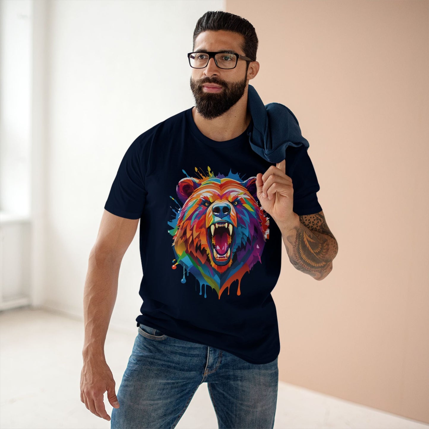 Bear Graphic Unisex 100 Cotton Staple Tee with Animal Design Artwork 13