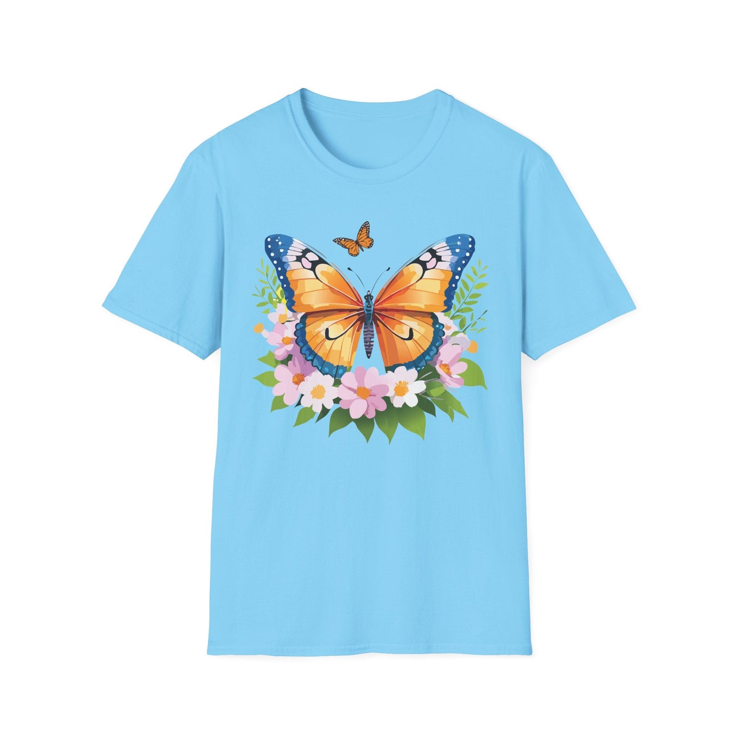 Butterfly Shirt Unisex Cotton Tee Monarch Butterfly Design Gildan Softstyle 64000 Short Sleeve