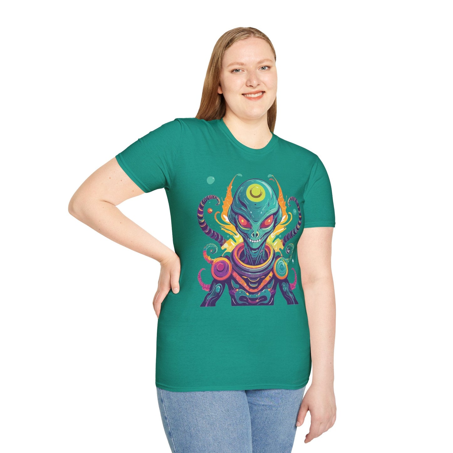 Alien Cosmos Unisex T Shirt With Aliens Design Gildan Softstyle 64000 Comfortable Lightweight Tee