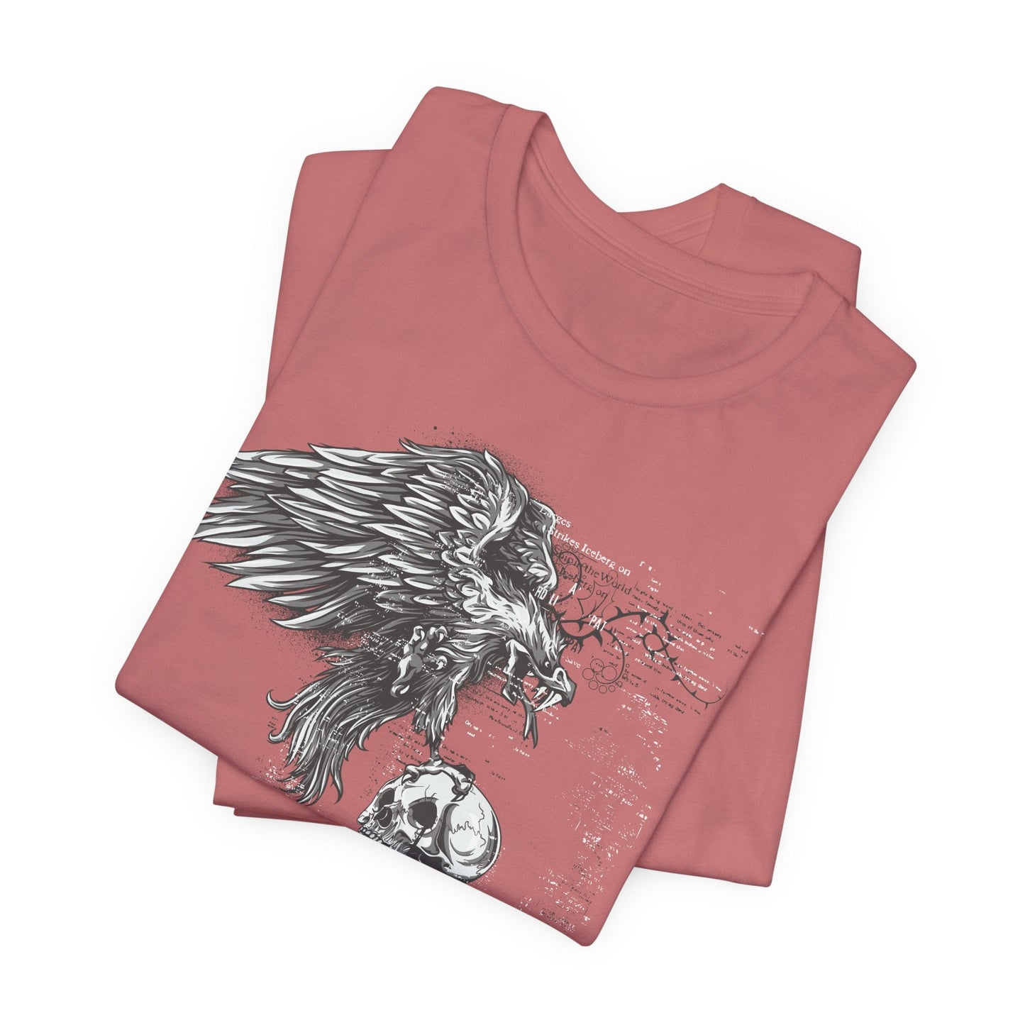 Raven and Skull Illustration Graphic Unisex Cotton T-Shirt r19