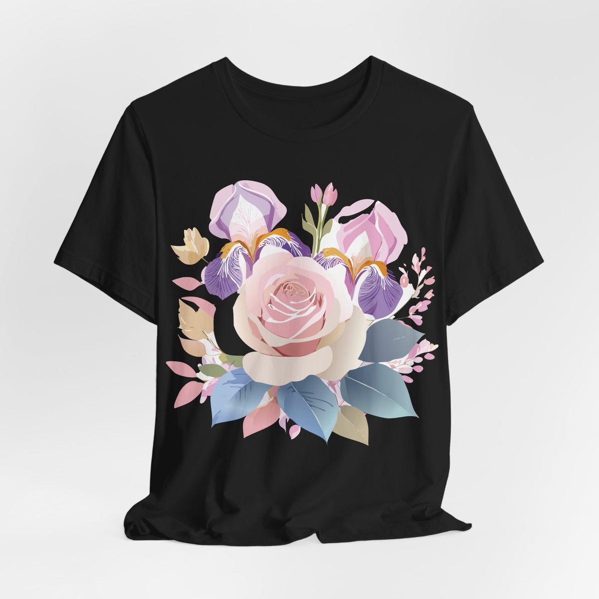 Floral Graphic Unisex Cotton Bella+Canvas Tee with Flowers Art Design n119