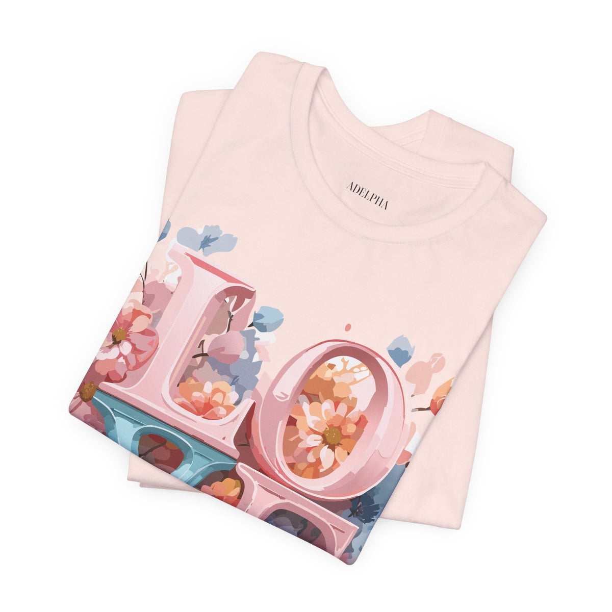 Valentine's Day Graphic Unisex Cotton Bella+Canvas Tee with Floral Art Design d109