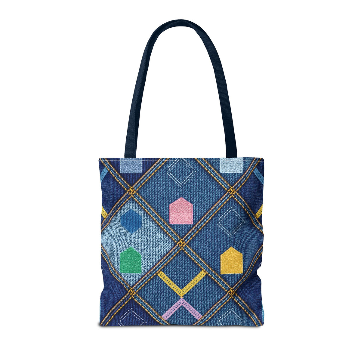 Denim Fabric Imitation Print Unisex Canvas Bag Poly Spun 3 Sizes Tote Bag 189-6