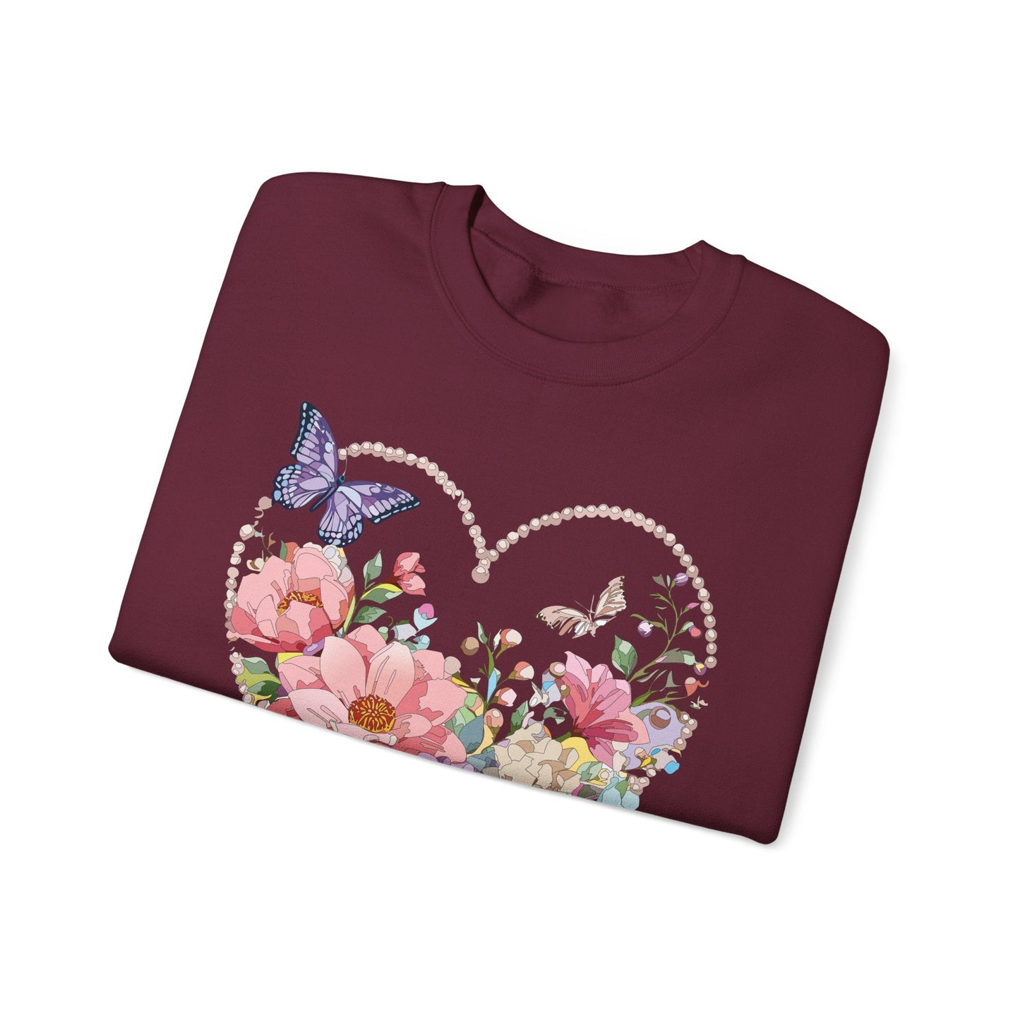 Floral Heart Sweatshirt Unisex Floral Love Crewneck Heavy Blend Gift For Valentine Day Cold Weather