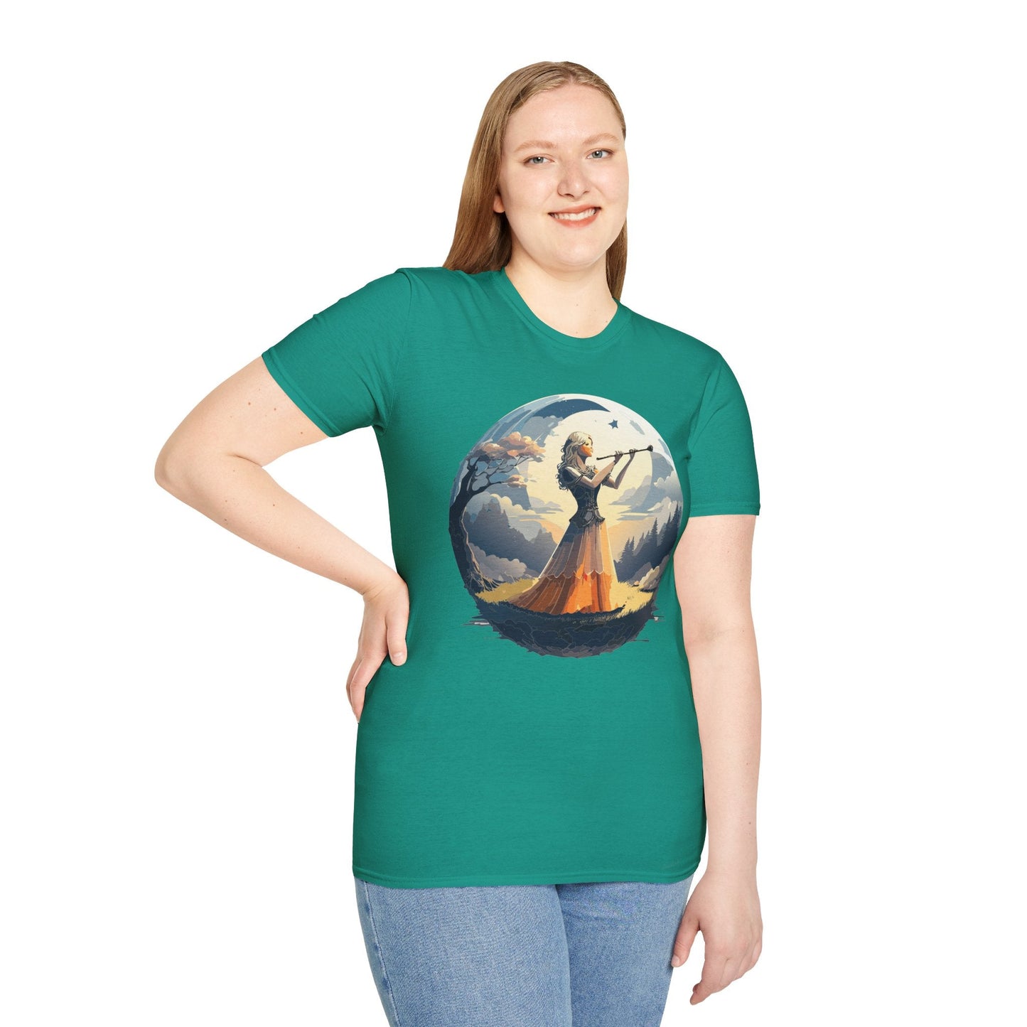 Unisex Softstyle Graphic T Shirt 100 Percent Ring Spun Cotton Art Design Tee For Women