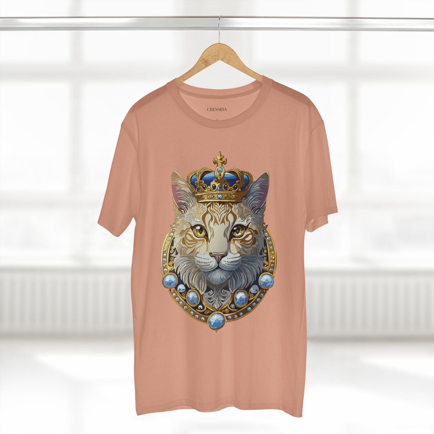 Cat Graphic Unisex 100 Cotton Tee With Unique Animal Golden Medallion Art Design 14