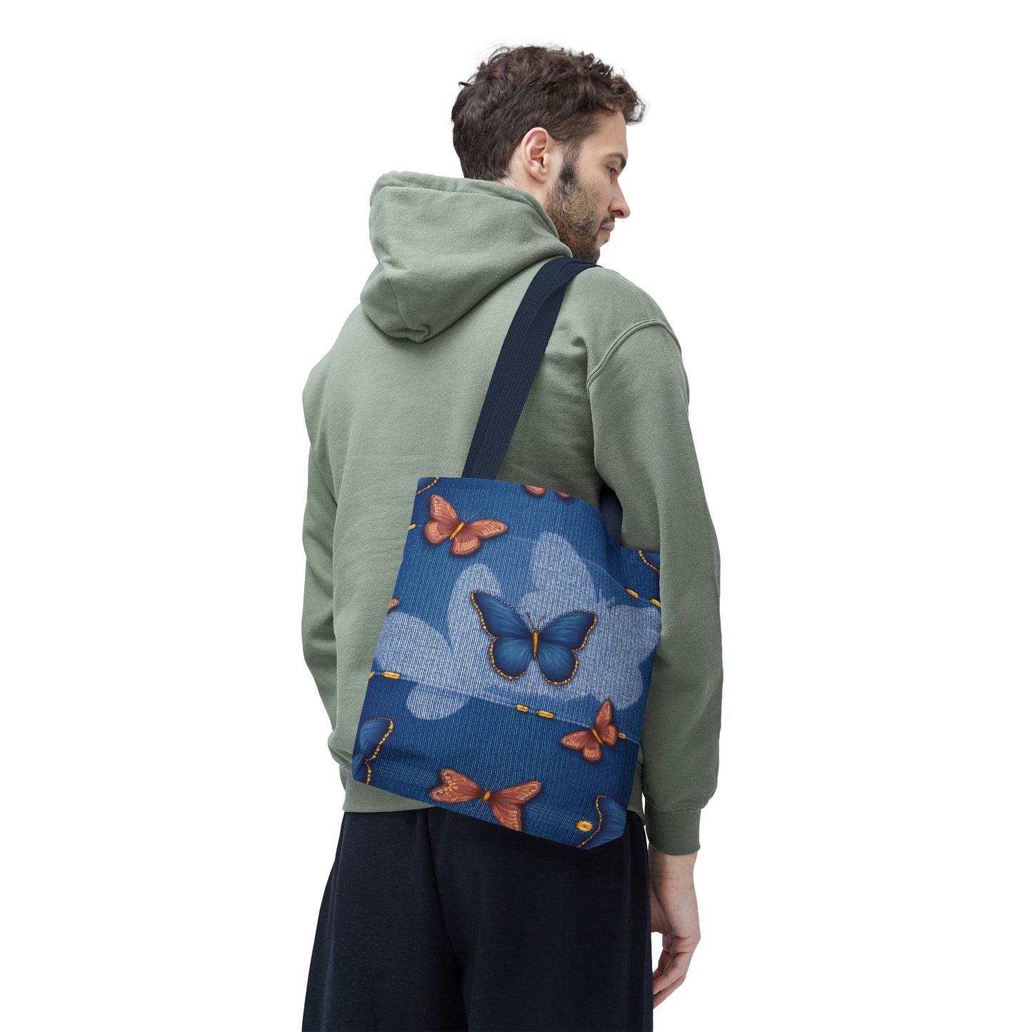 Denim Fabric Imitation Print Unisex Canvas Bag Poly Spun 3 Sizes Tote Bag 176