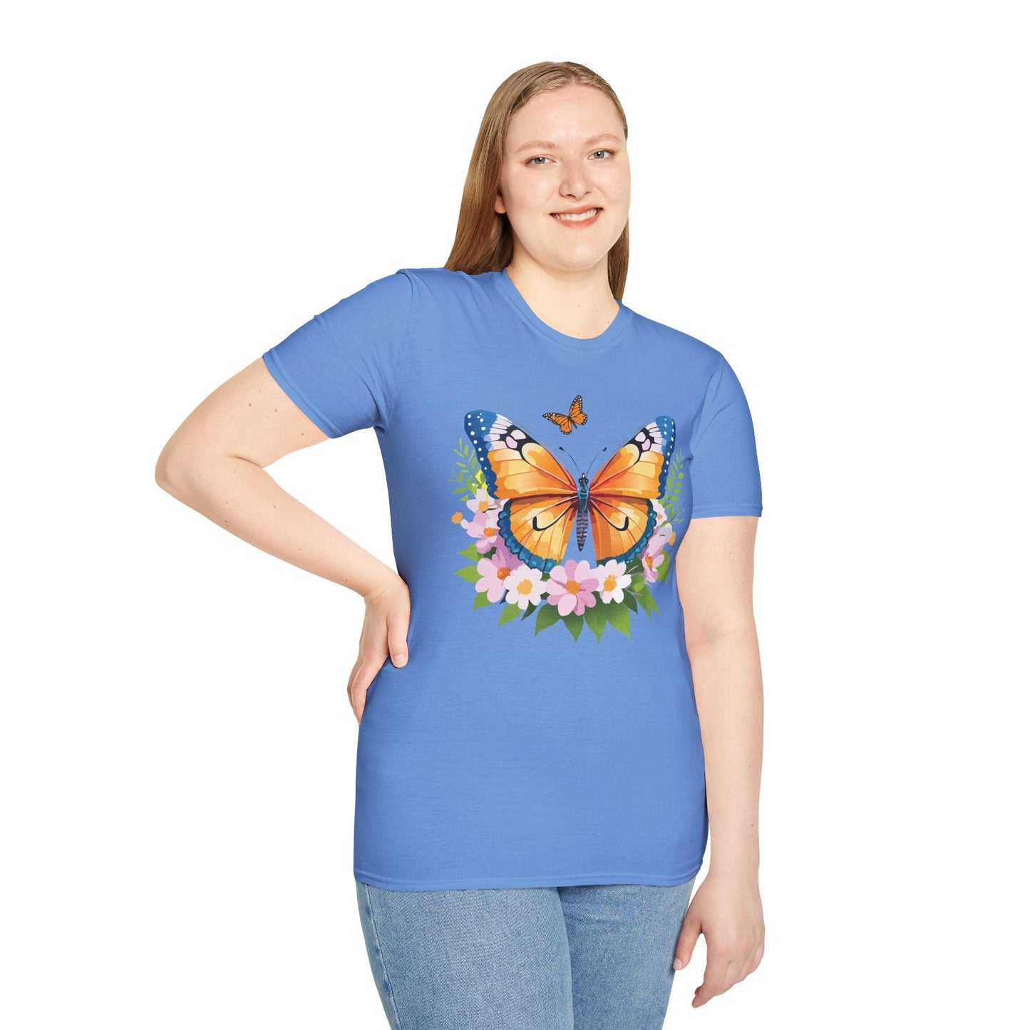 Butterfly Shirt Unisex Cotton Tee Monarch Butterfly Design Gildan Softstyle 64000 Short Sleeve