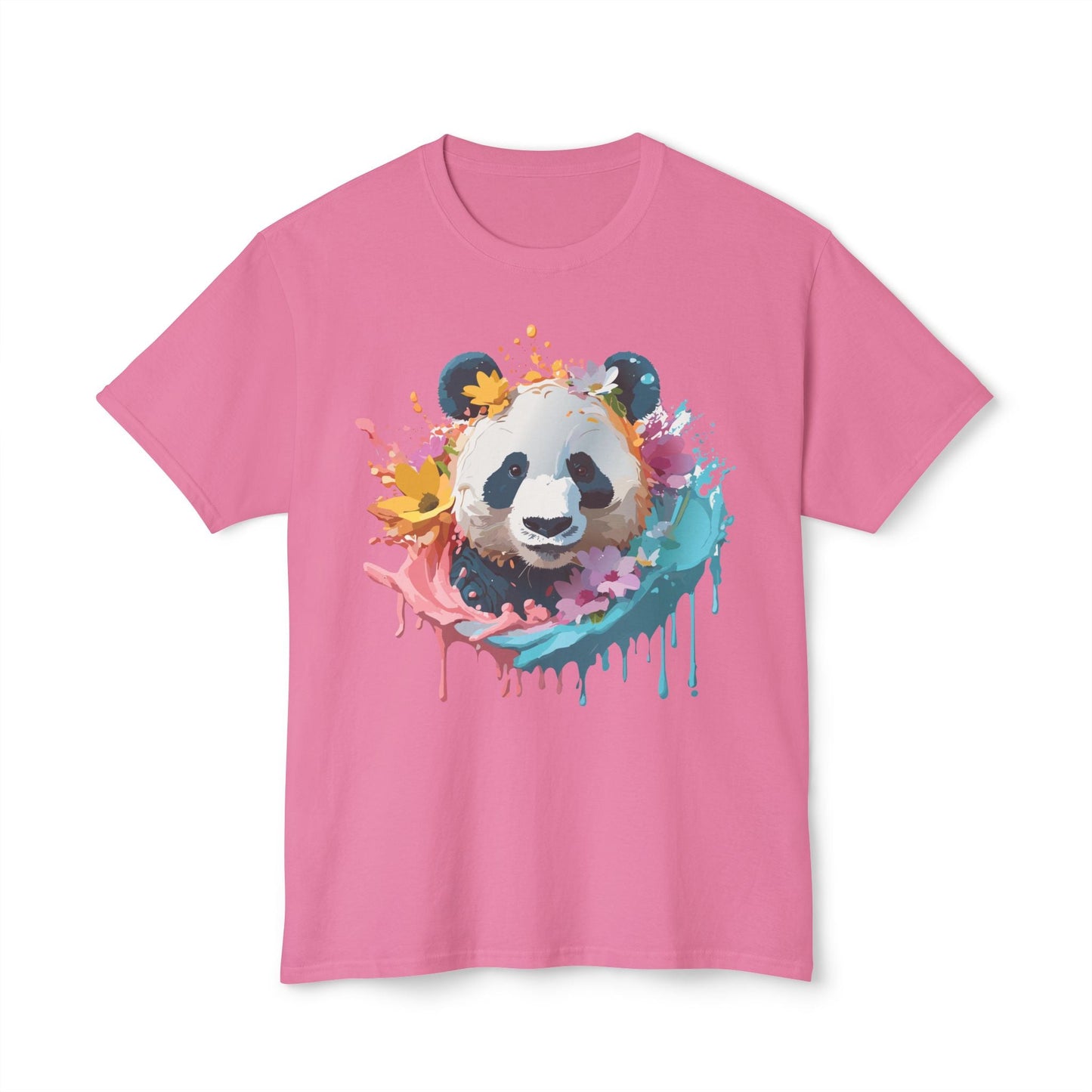 Unisex Panda T Shirt With Art Print Vintage Panda Floral Tees Panda Art Design Shirt USA Made