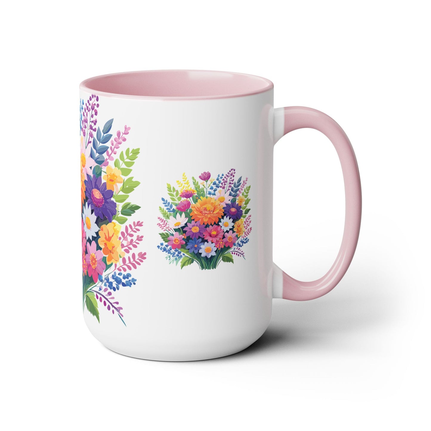 Two-Tone Coffee Mugs with flowers