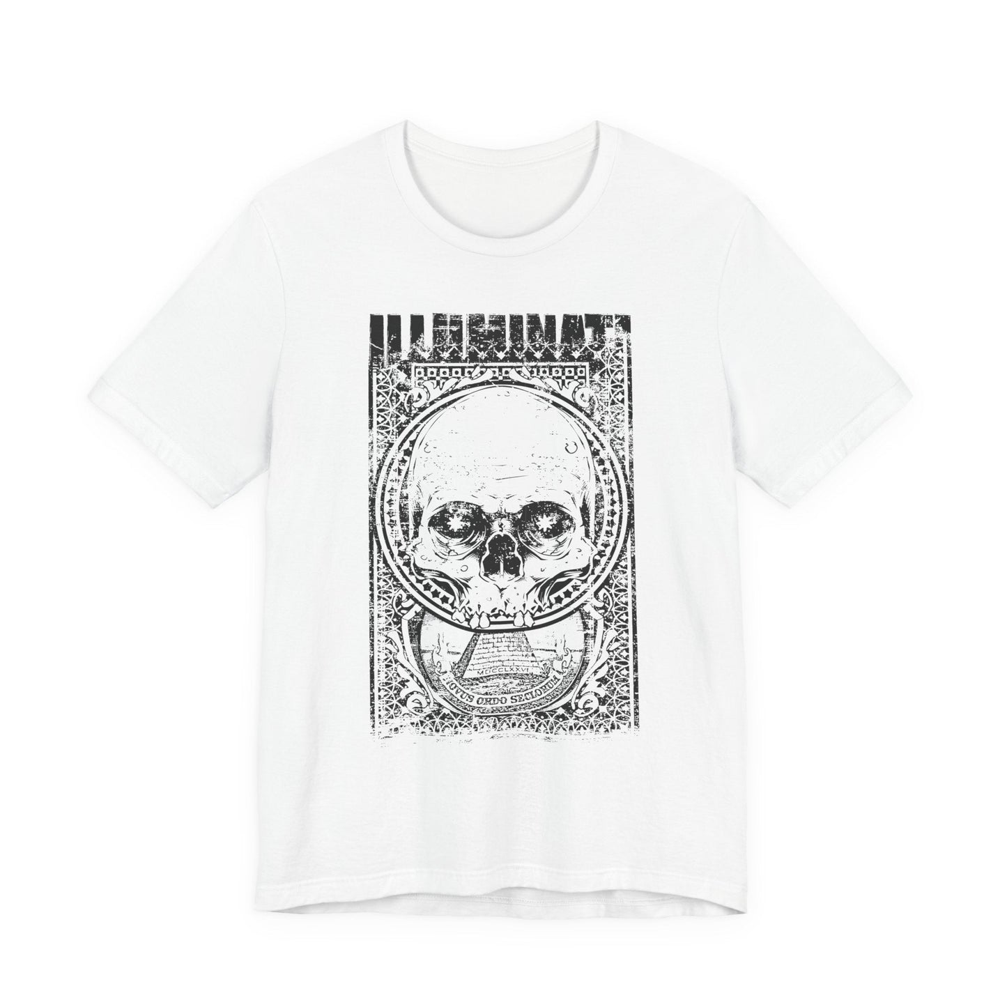 Skull Circle Graphic T-Shirt Vintage Etching Illustration Art Design Tee A-9