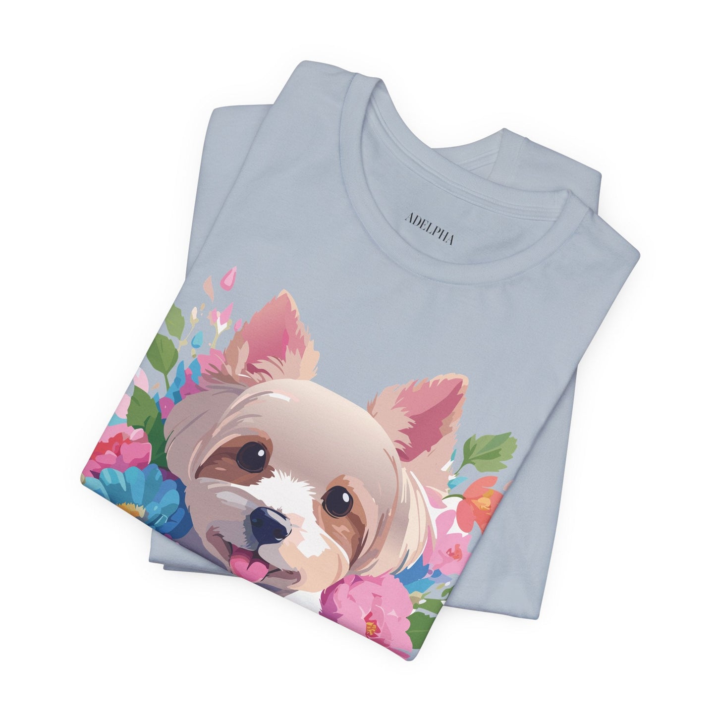 Unisex Graphic T Shirt With Original Adelpha Artwork Vintage Inspired Dog Design