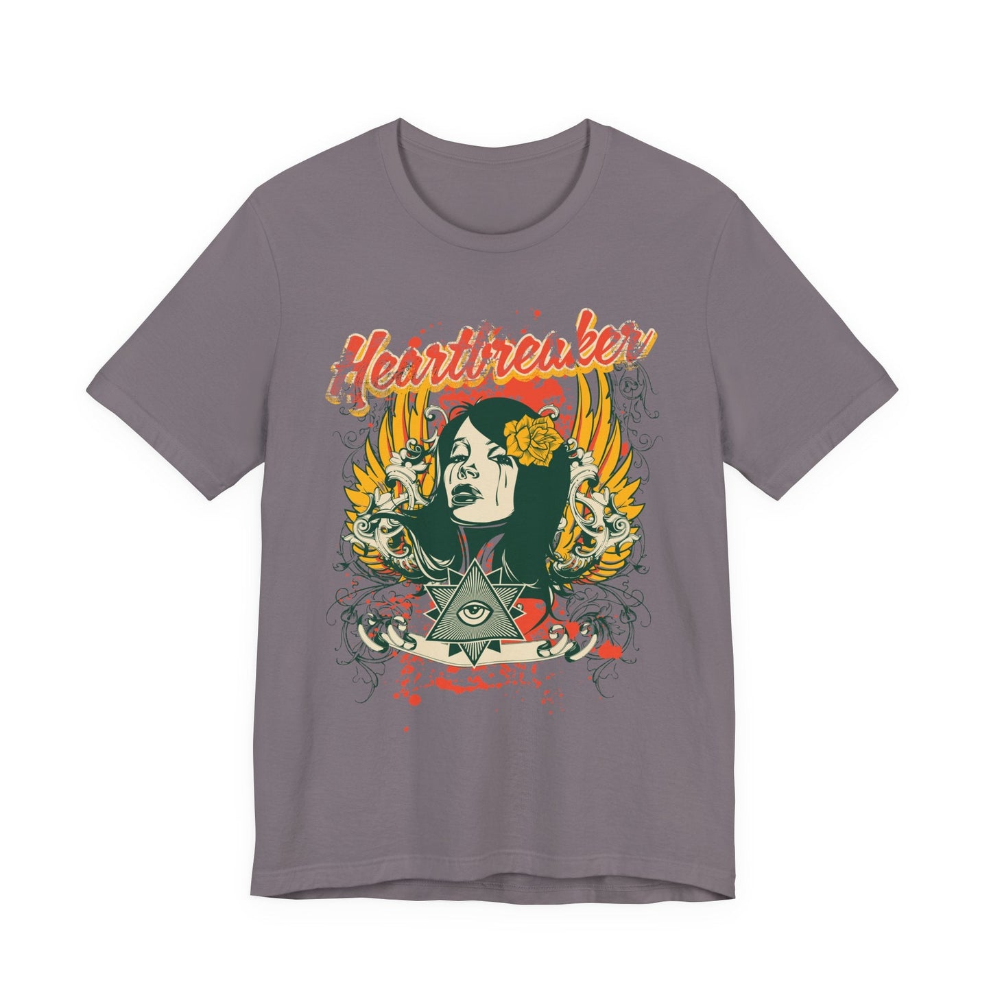 Heartbreaker Illustration Tee Retro Femme Portrait Floral Skull Graphic T-Shirt
