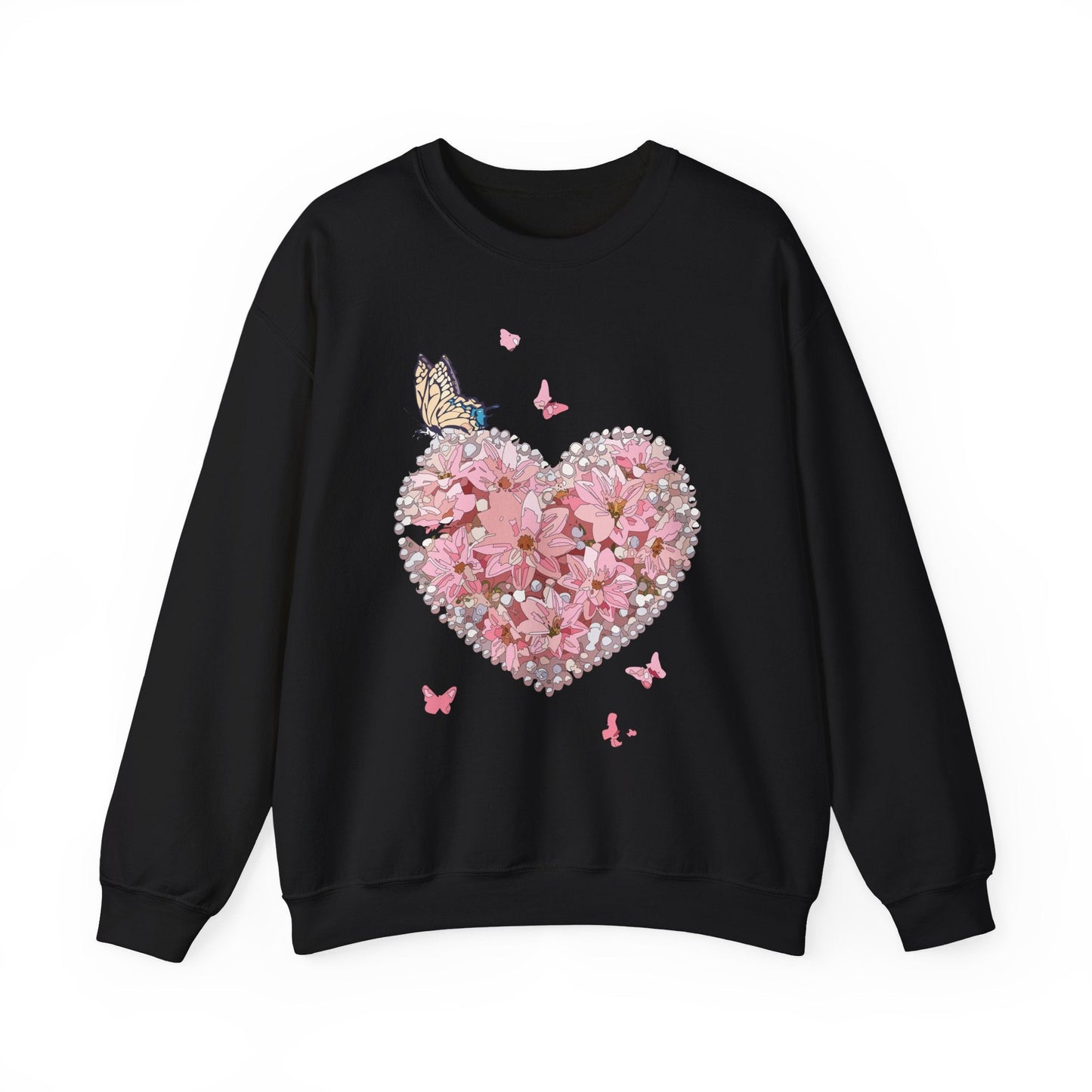 Unisex Floral Heart Sweatshirt with Love Floral Design for Valentines Day Gift Idea