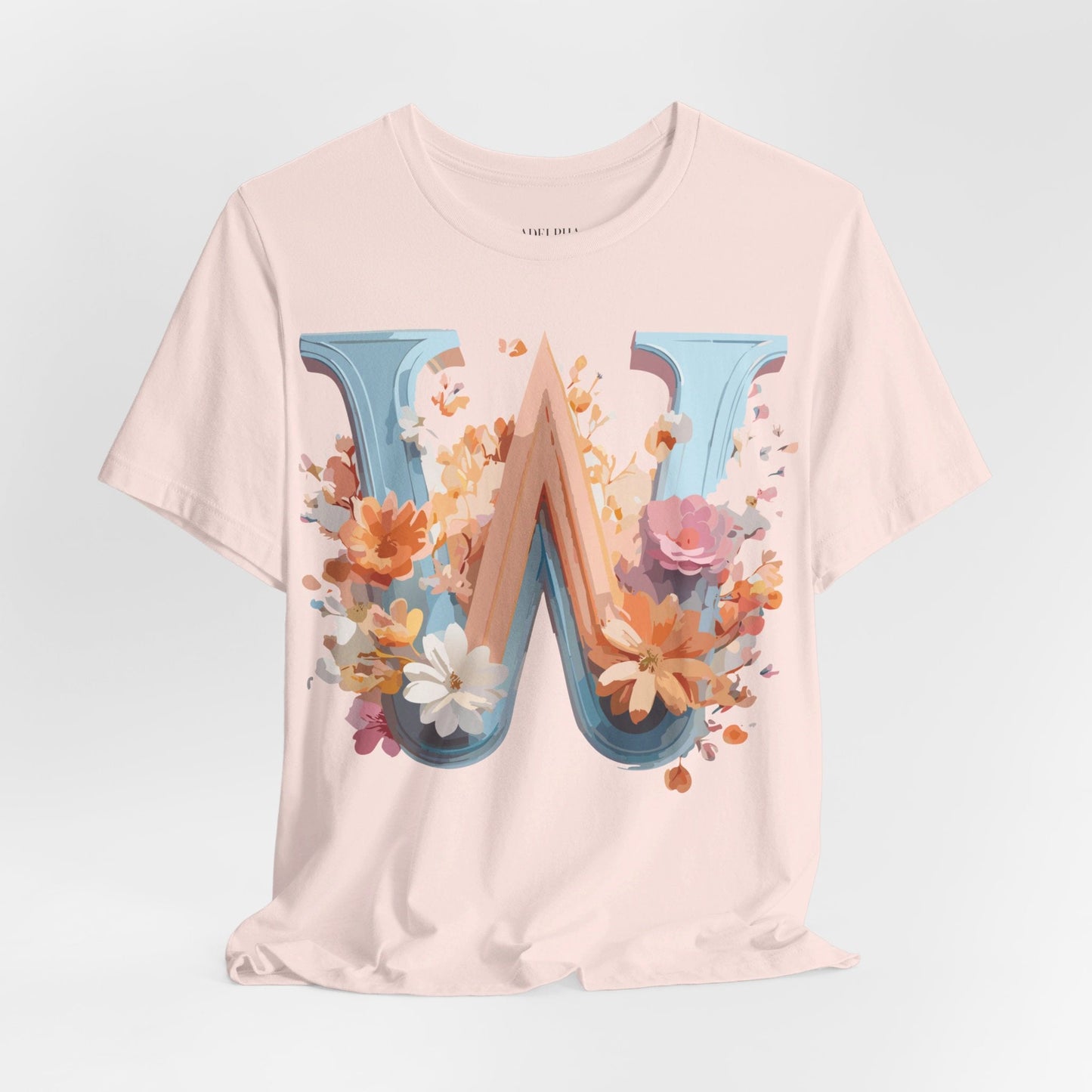 Letter W Shirt Unisex Graphic Tee Vintage Inspired Adelpha Art Design Short Sleeve