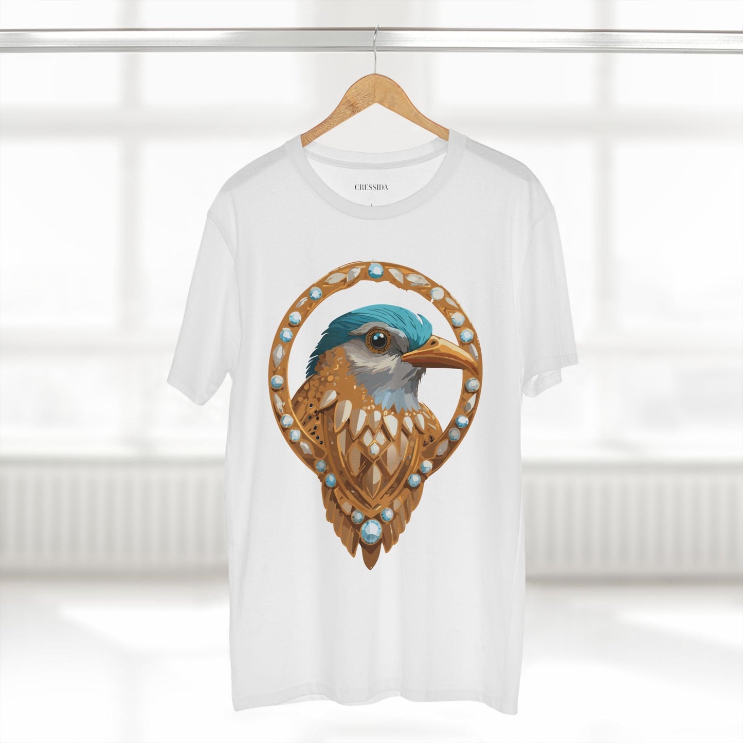 Bird Graphic Unisex 100 Cotton Tee With Unique Animal Golden Medallion Art Design 24