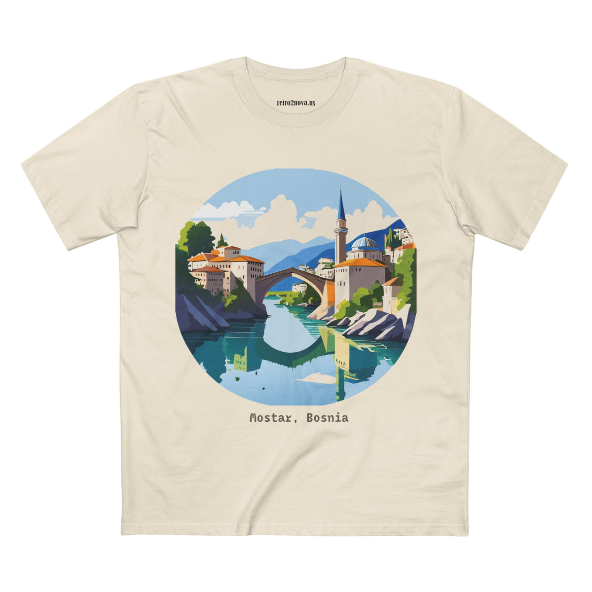 Mostar Bosnia illustration tee | Stari Most bridge t-shirt