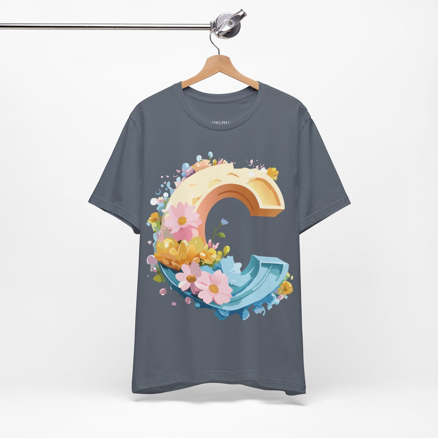 Letter C Graphic Tee Premium Unisex Vintage Art Design Shirt By Adelpha Short Sleeve